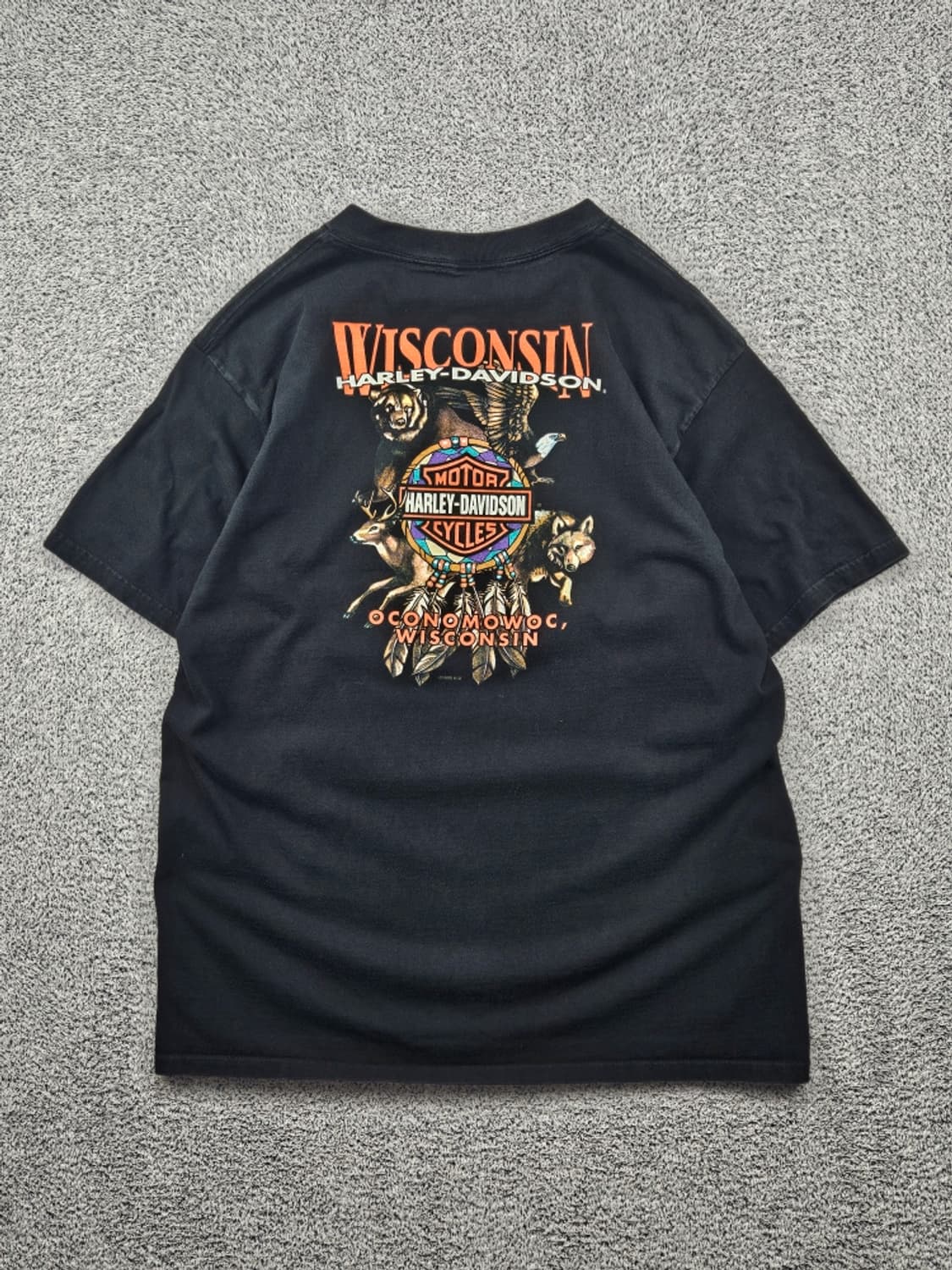 90's USA 할리데이비슨 위스콘신오코노왁 반팔티셔츠(XL)/11685 상품이미지1