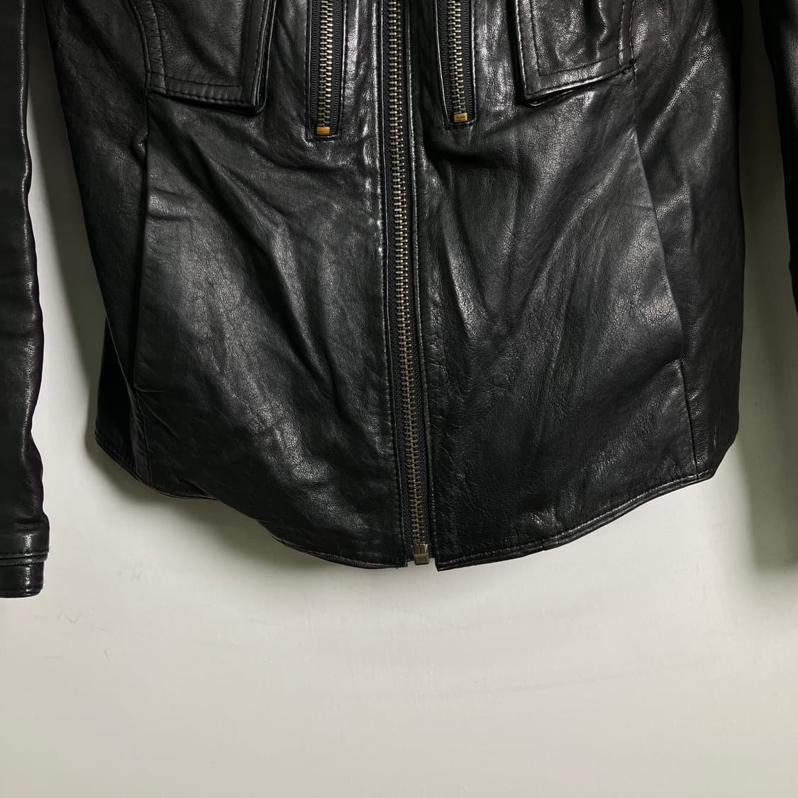 Drawing 블랙 양가죽 레더 자켓  상품이미지5