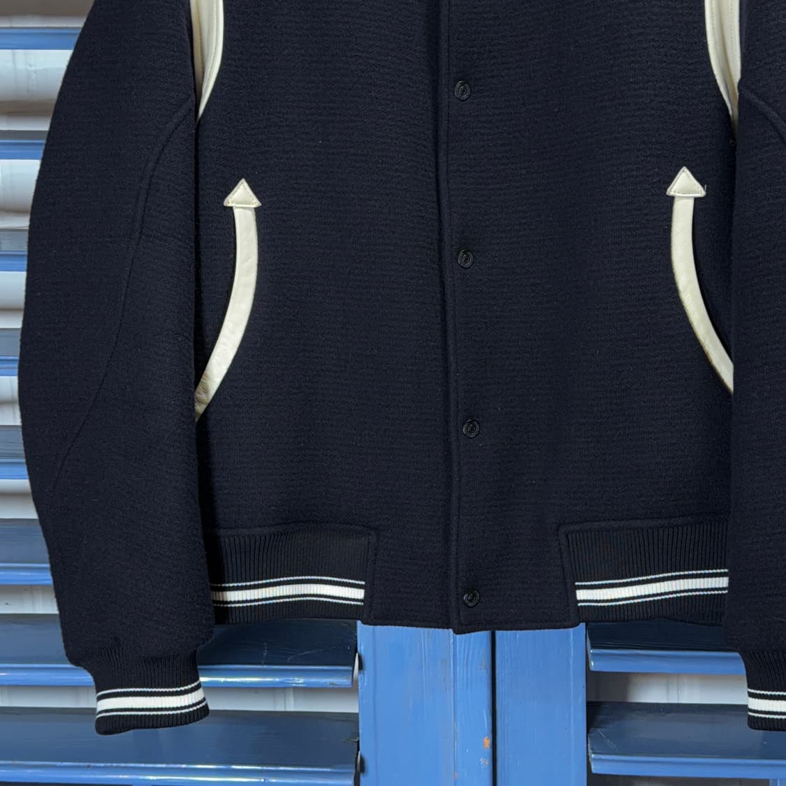 비이커 25SS 울&레더 바시티 자켓 상품이미지4