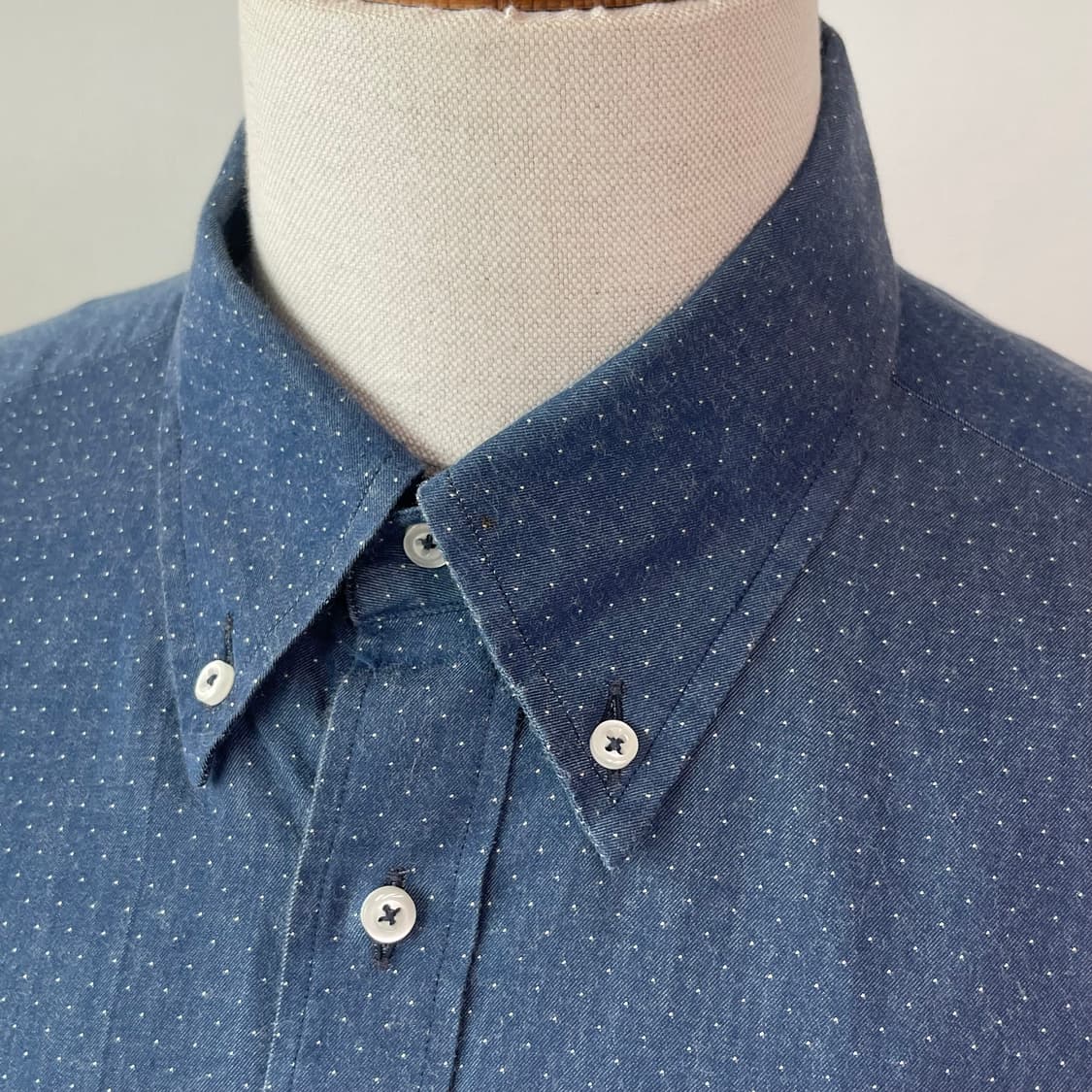 새빌로우 맞춤셔츠 데님 도트 105~110 (일본 수입원단) 상품이미지3