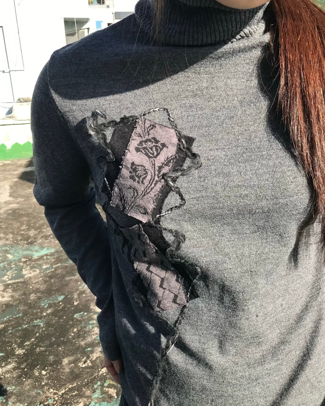 그레이 패치 목티셔츠  상품이미지3