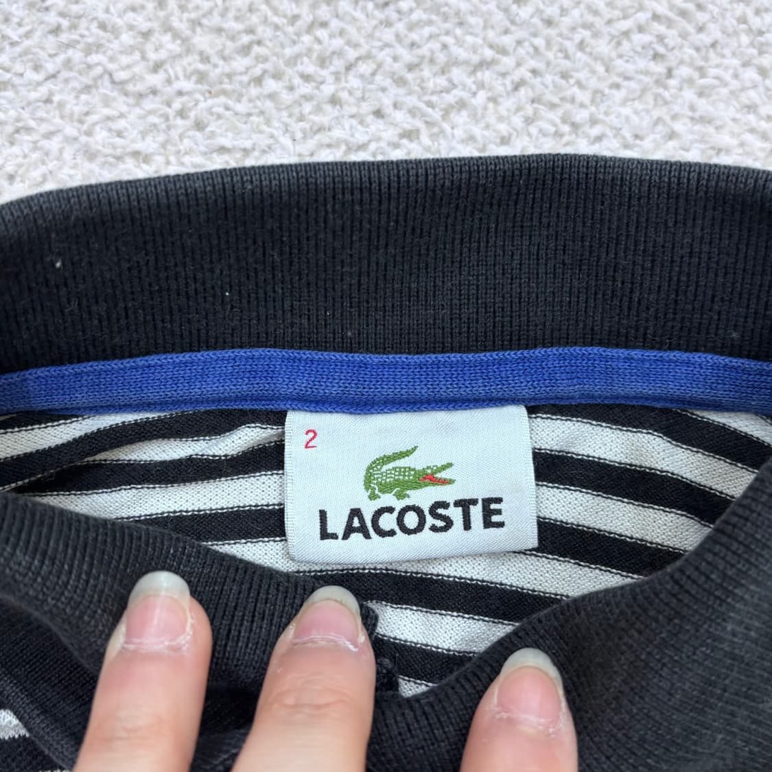 2 라코스테 스트라이프 반팔 카라 티셔츠 0402E 상품이미지3