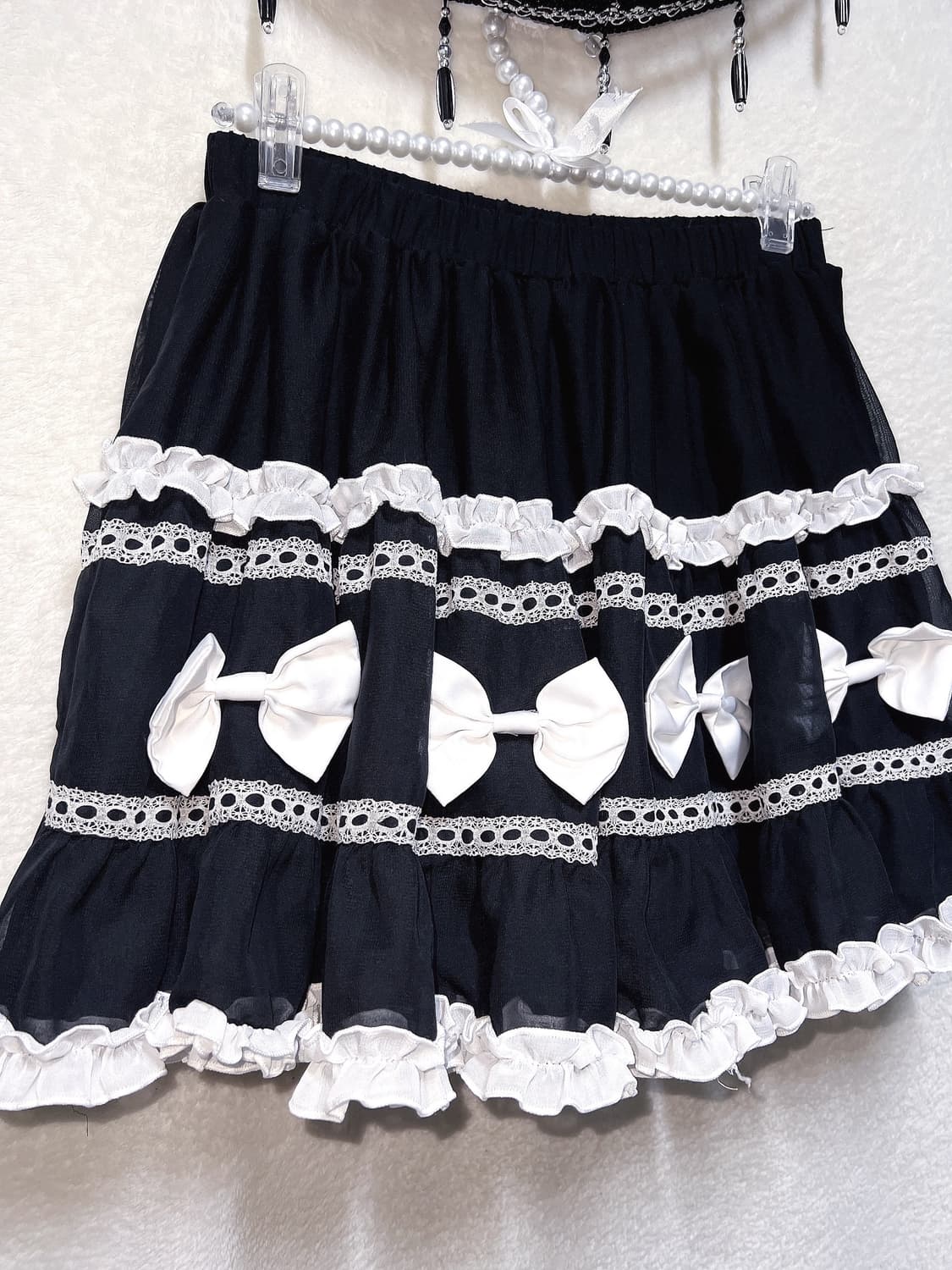 디어리 로맨틱고딕 엔젤릭 고스로리 로걀 갸루 리본 프릴 큐롯스커트 핀터 상품이미지8