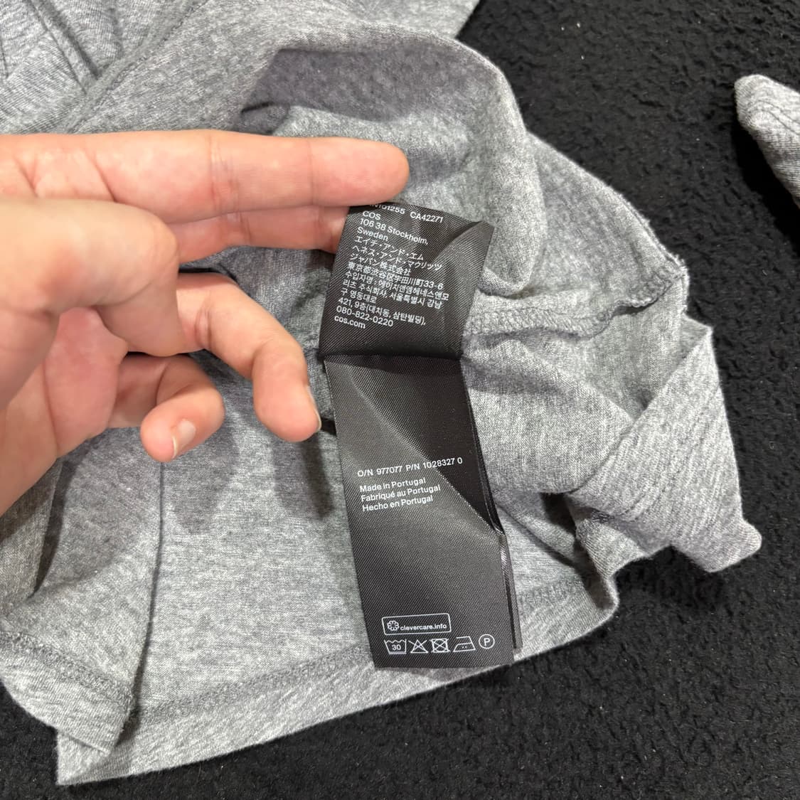 우먼S COS 코스 그레이 핑거홀 긴팔 롱슬리브 상품이미지6