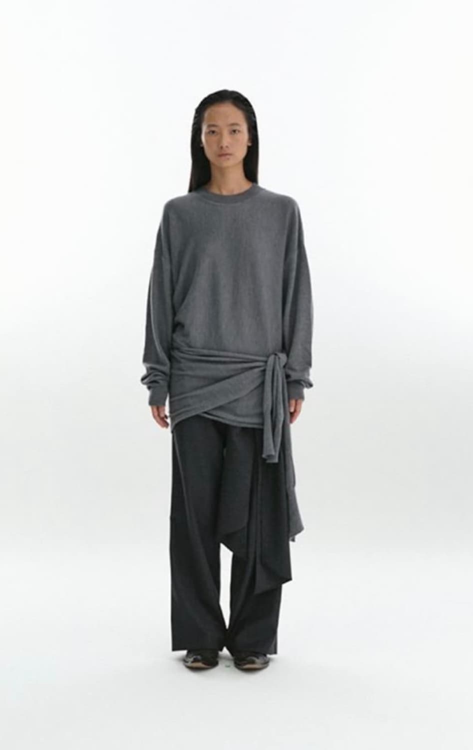 리포스 사이드랩 니트 그레이컬러 상품이미지1