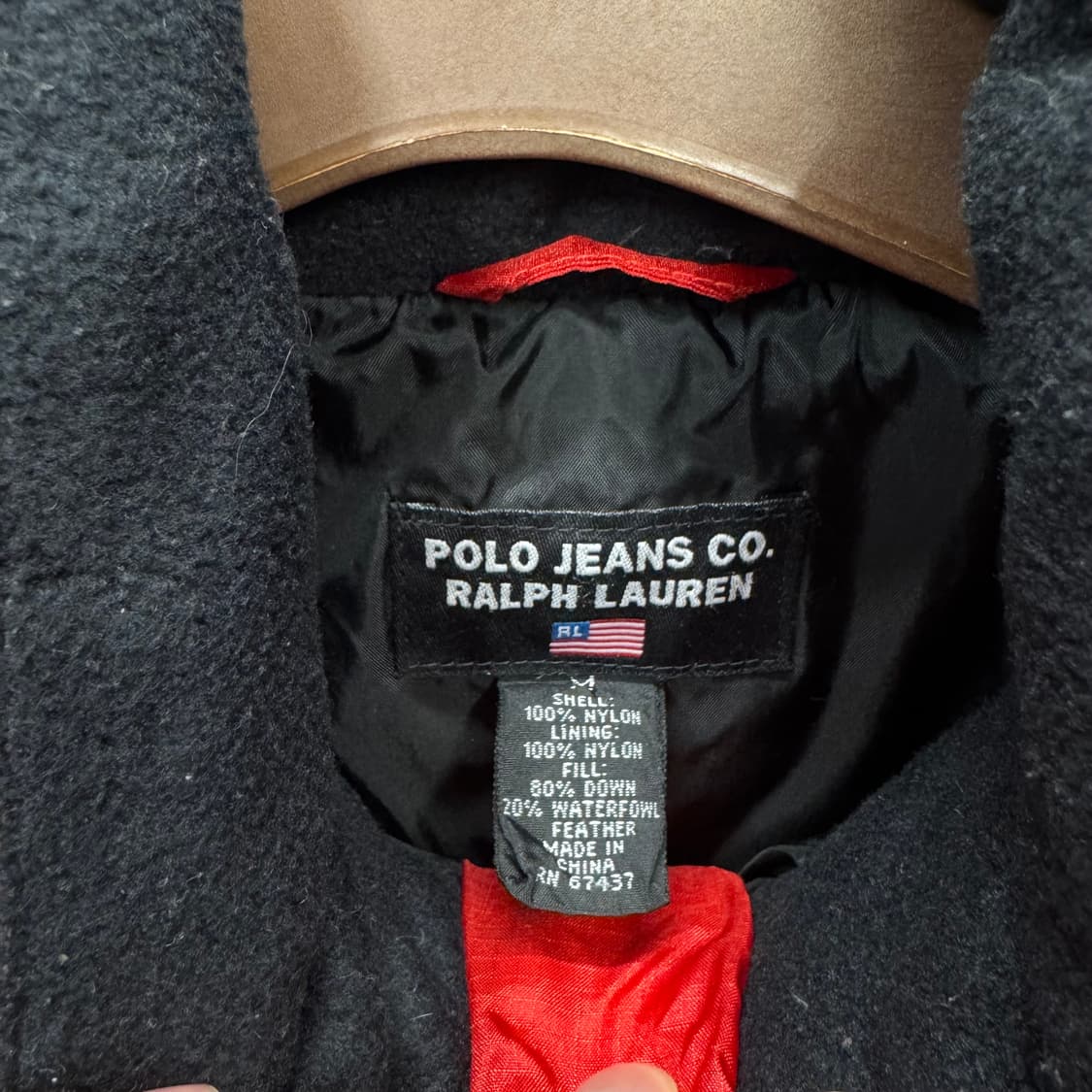90s 폴로 랄프로렌 진스 다운 패딩 자켓 레글런 핏 레드 상품이미지6