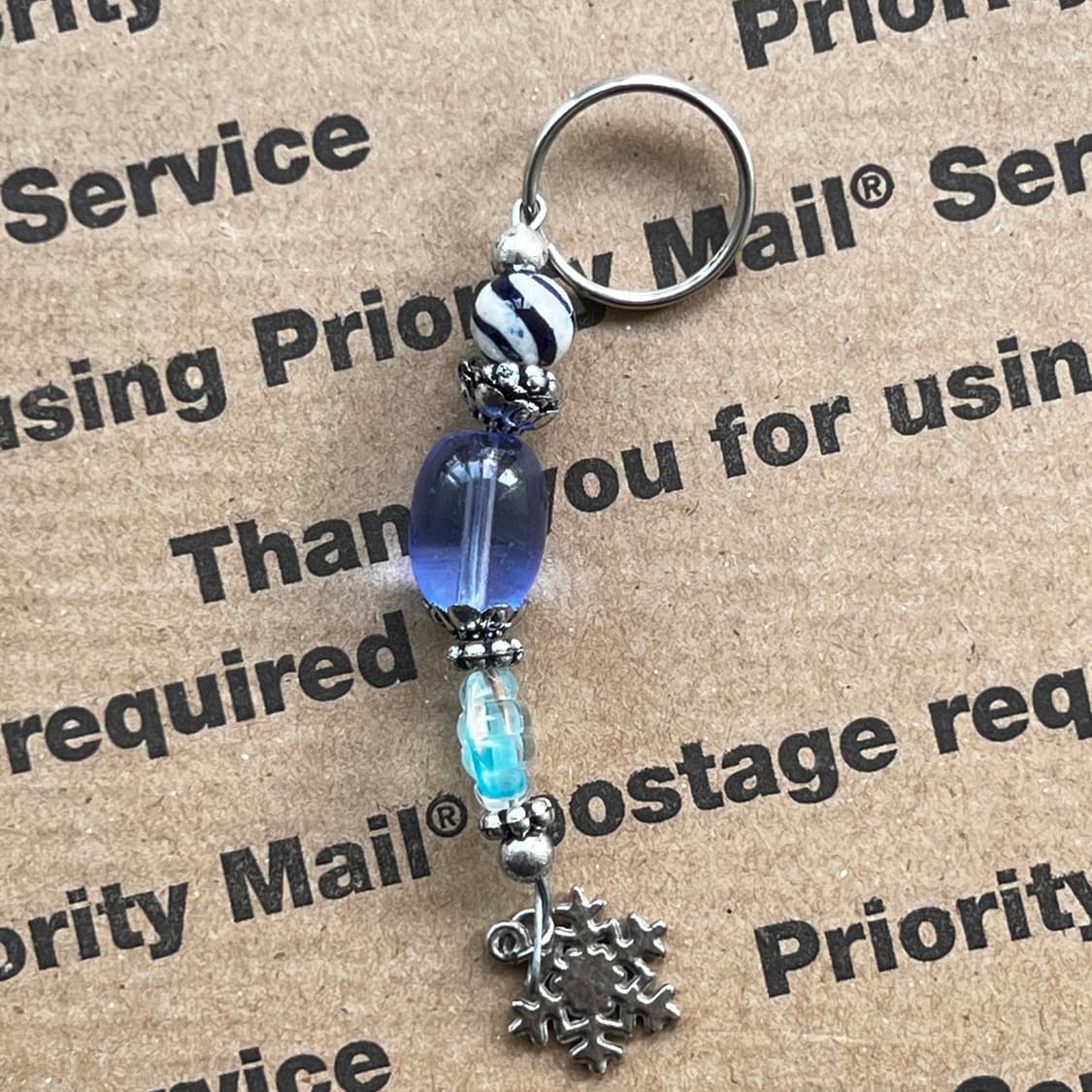 90s vtg Snowflake Beads Keyring 상품이미지2