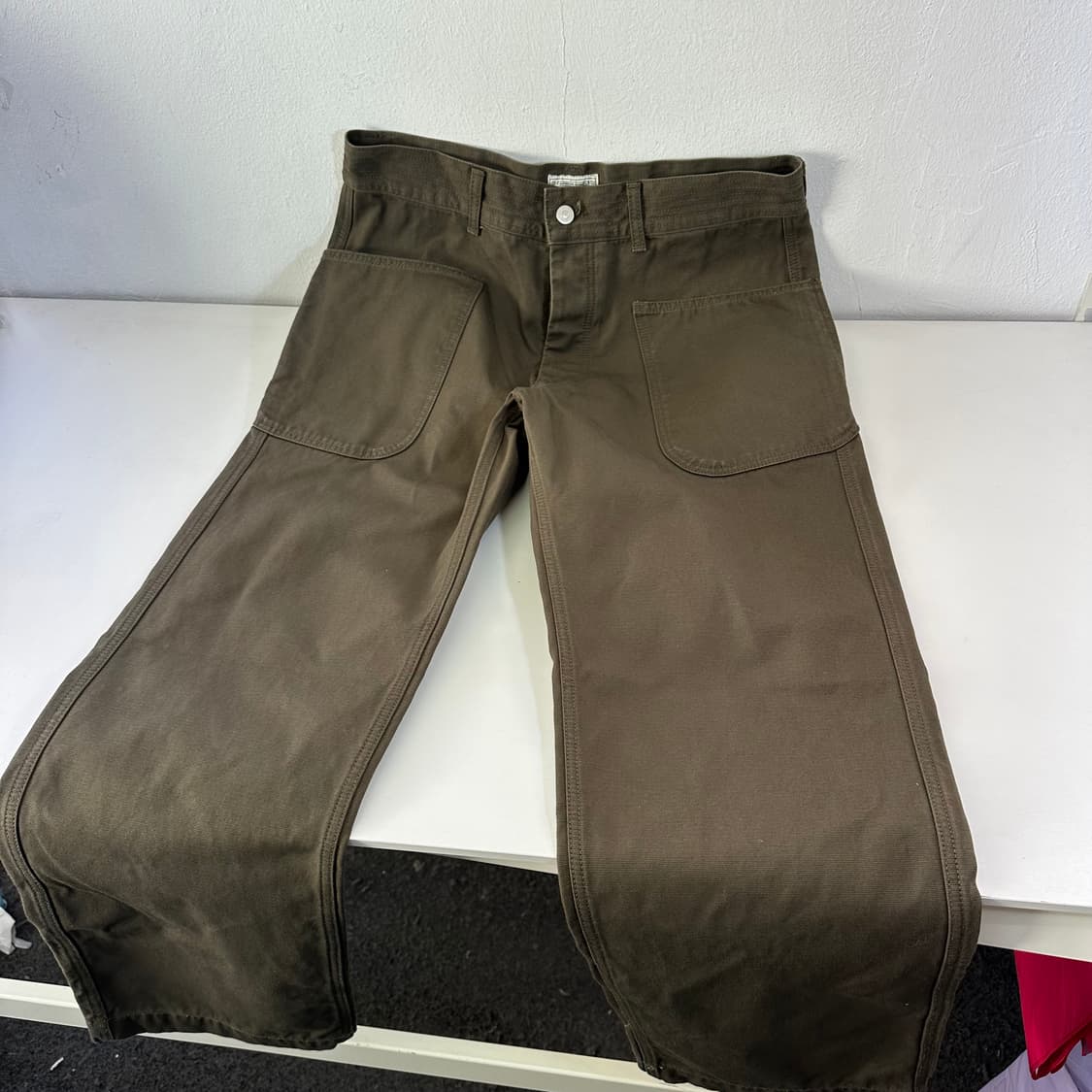 L 커먼웨어 카키 레귤러핏 신치백 초어코튼 버튼플라이 퍼티그팬츠 상품이미지2