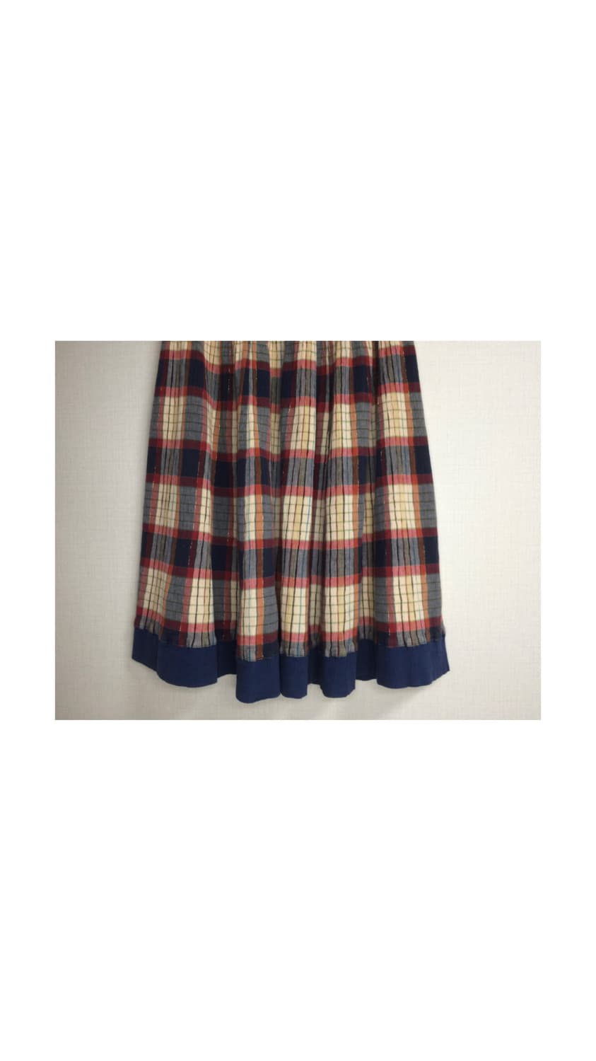 츠모리 치사토 네이비 체크 펄 밴딩 스커트 상품이미지3