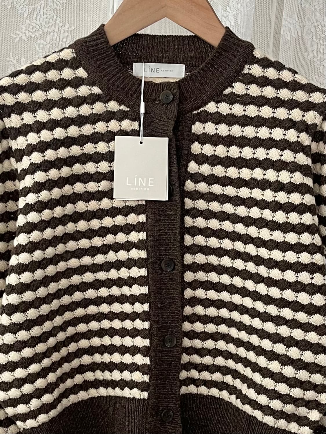 F) 새상품 라인 Line 스트라이프 가디건 브라운 상품이미지3