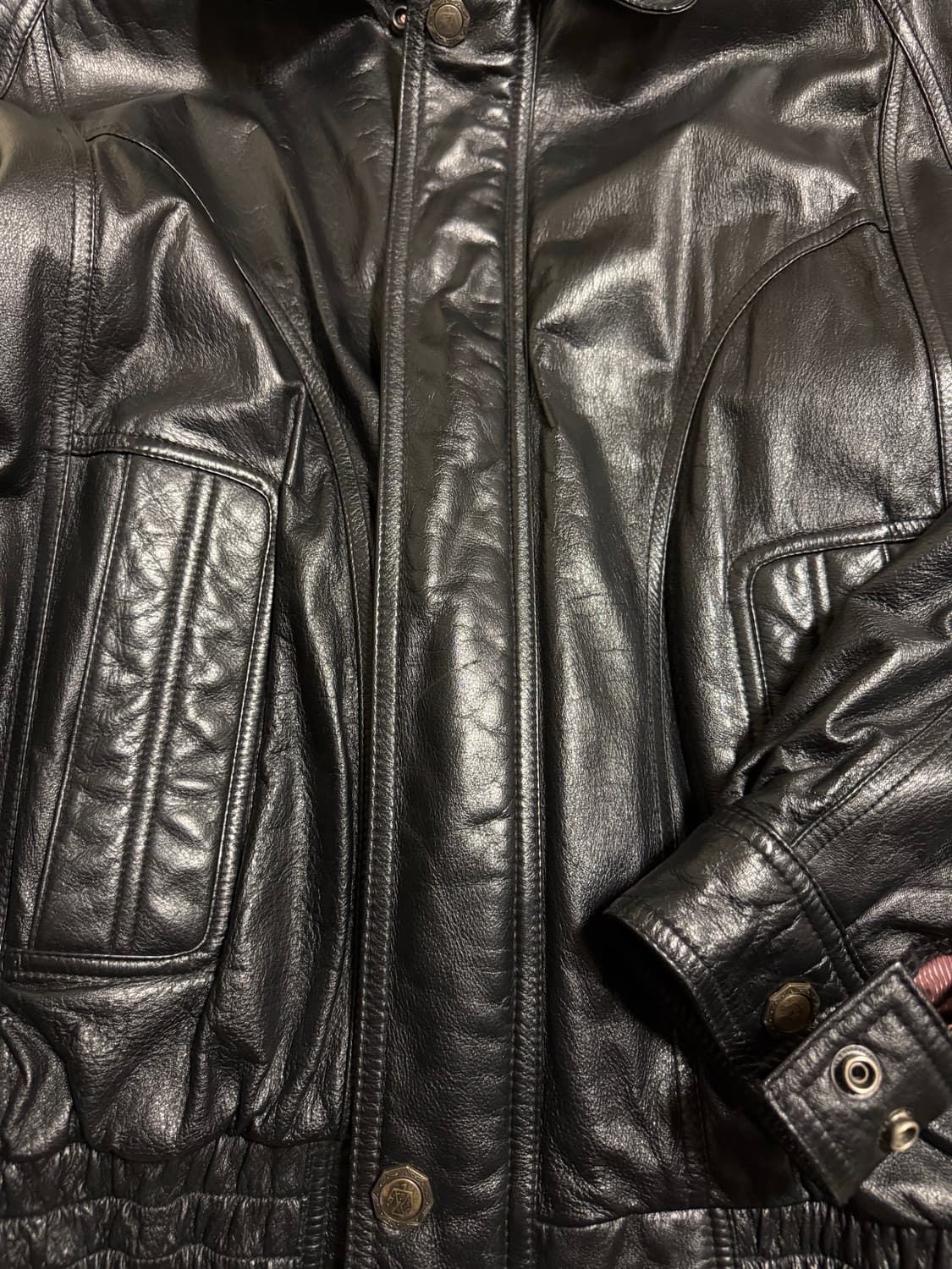 블랙 소 가죽 자켓 XL 상품이미지5