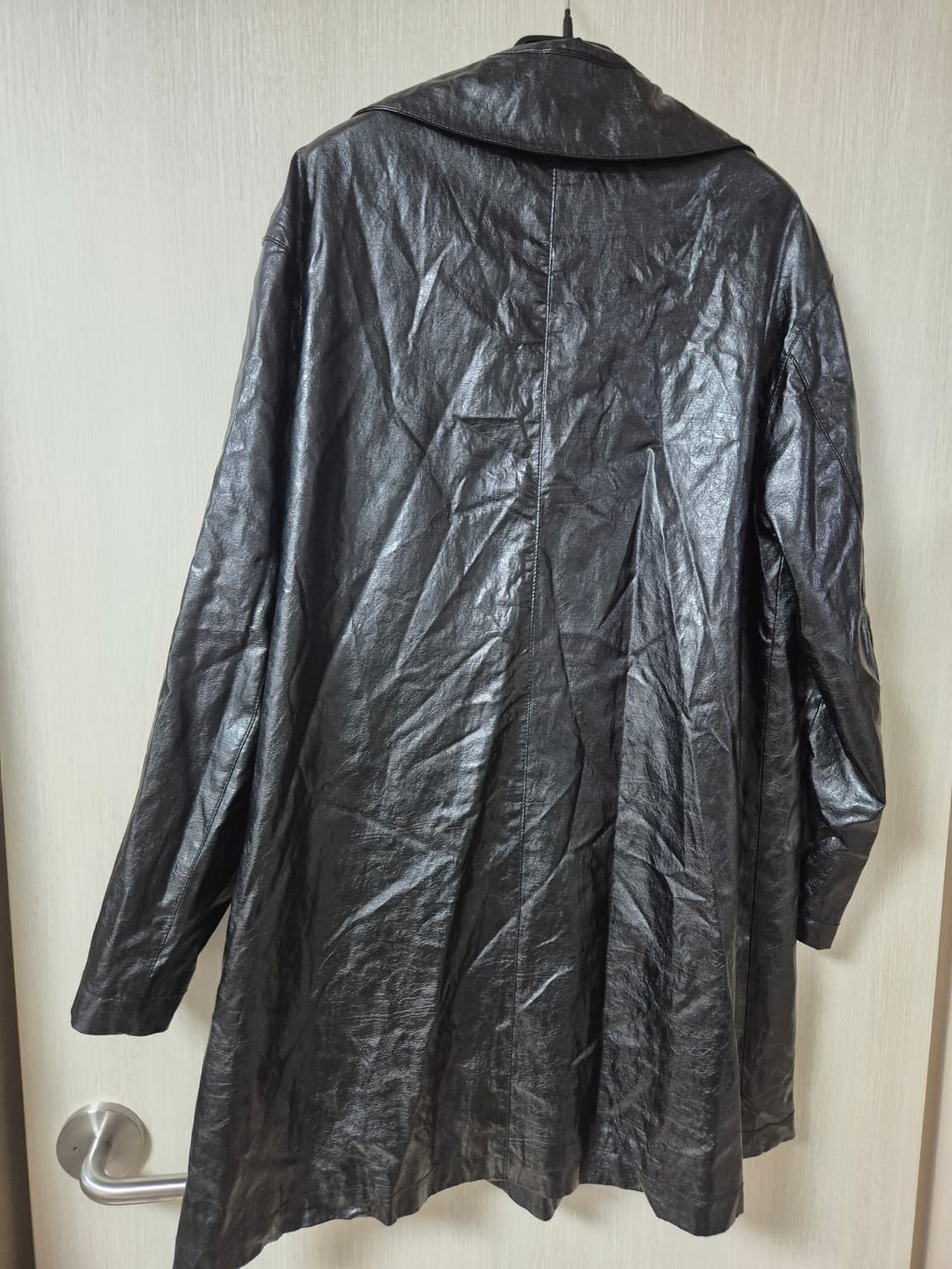 le 르  레더 코트  페이크 하프 코트 블랙 상품이미지6