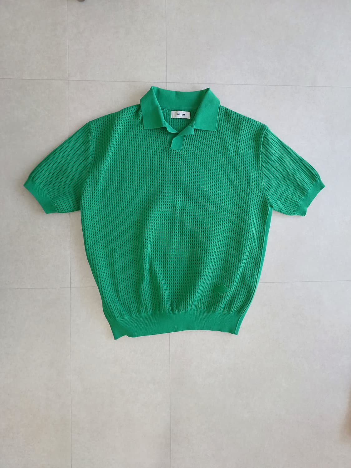 시스템옴므 아일렛 오픈칼라 니트 탑 상품이미지2