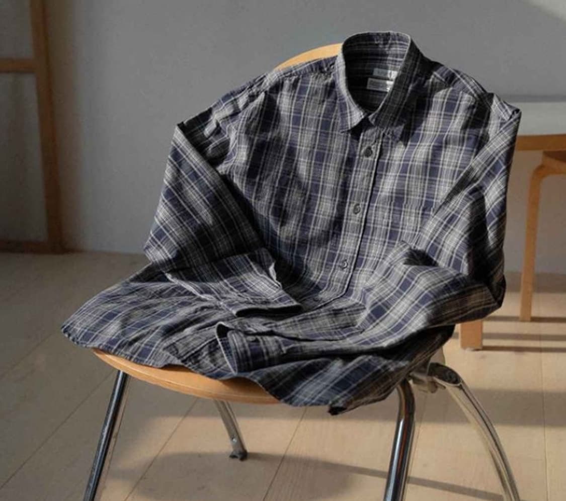 우드비, 와인드샵 콜라보 체크셔츠 네이비 판매 상품이미지1