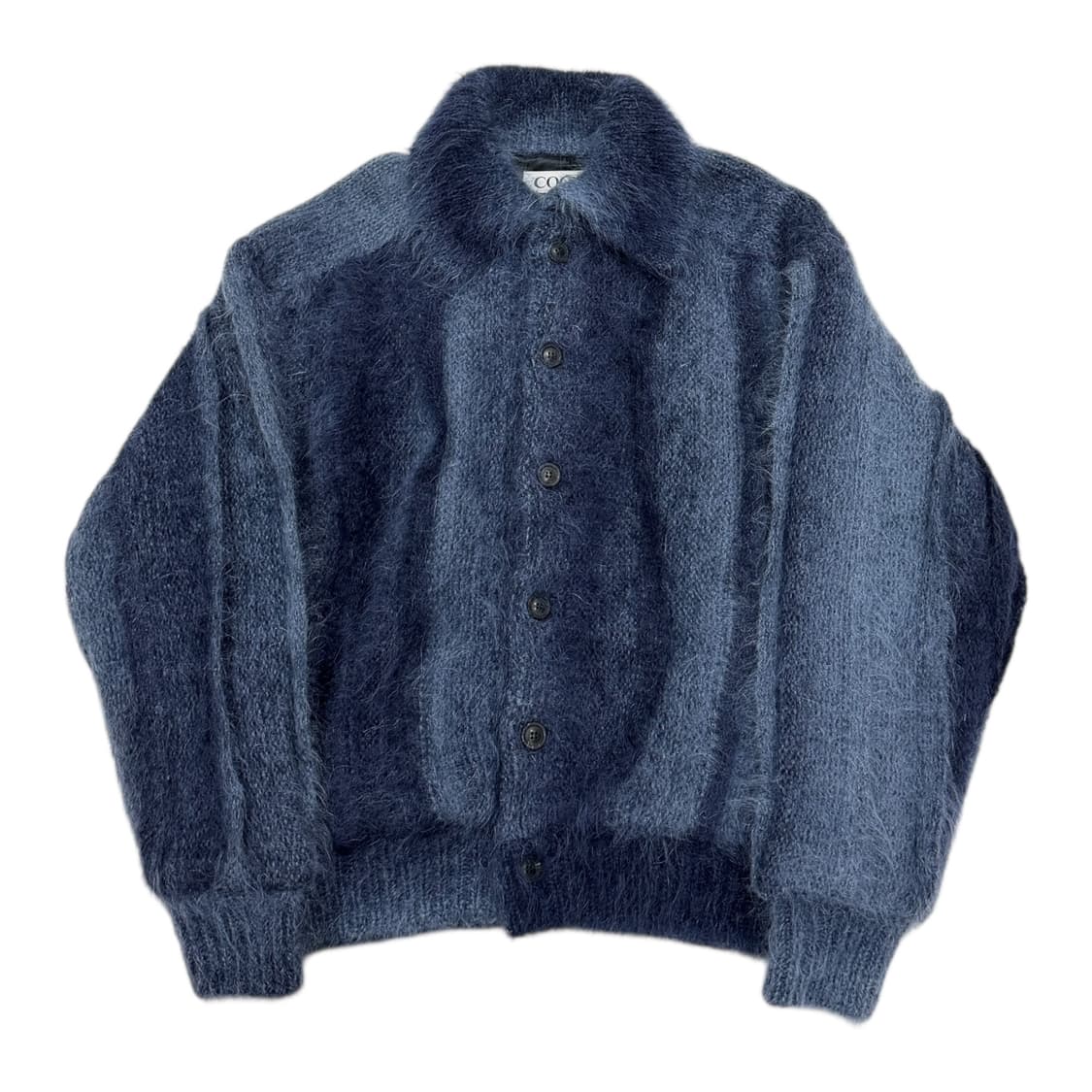 COOR 쿠어 그라데이션 모헤어 핀턱 카라 가디건 블루 M 상품이미지1