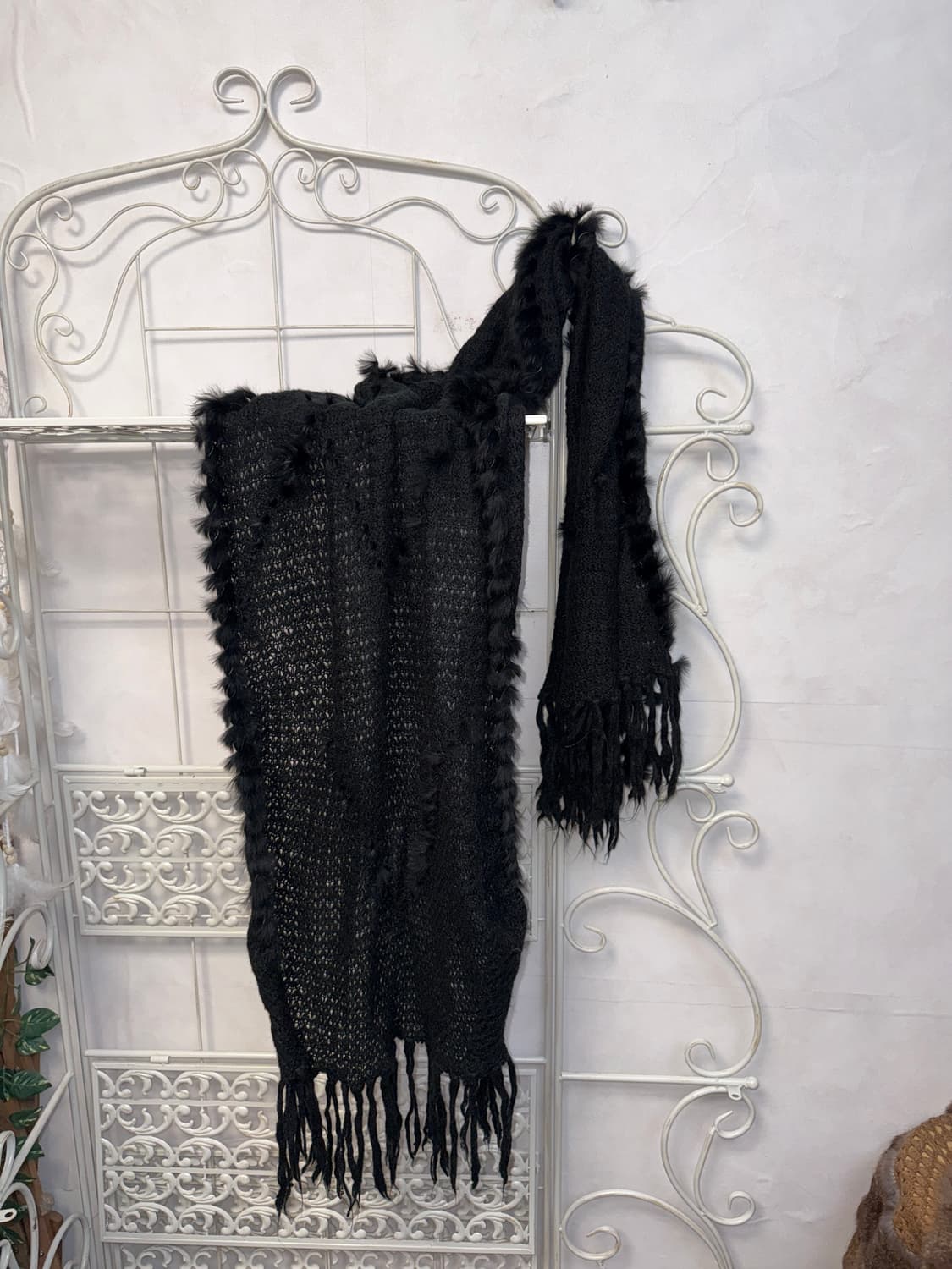 Black grunge fur trimming muffler 상품이미지2