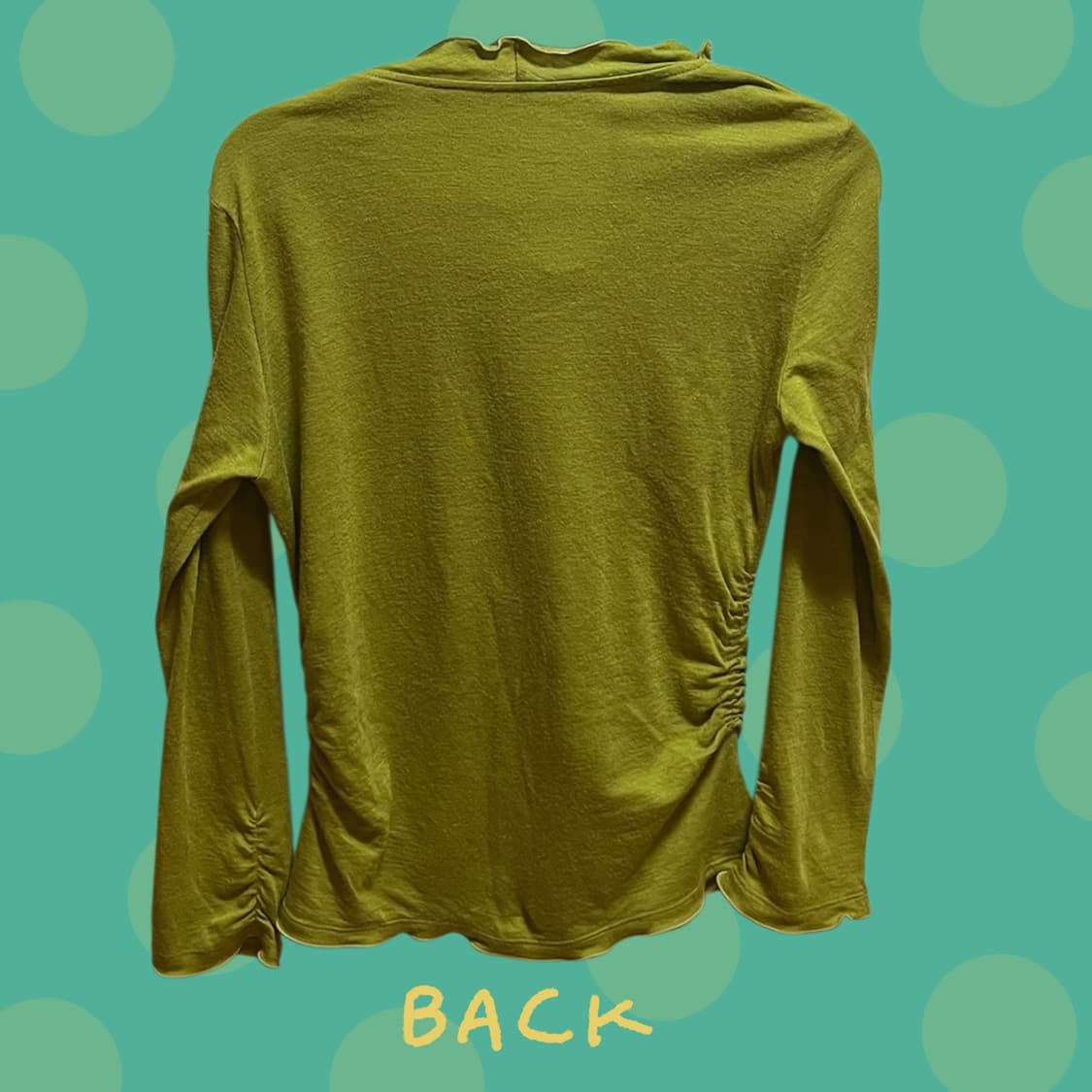 빈티지 완두콩 그린 프릴 티셔츠 상품이미지3