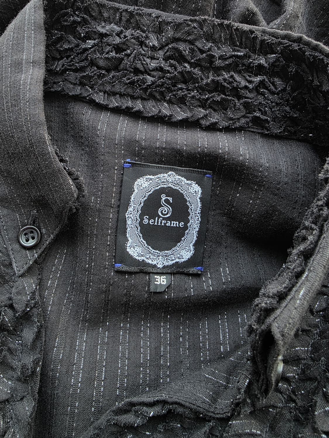 블랙 프릴 은사 스트라이프 타이 블라우스 상품이미지6