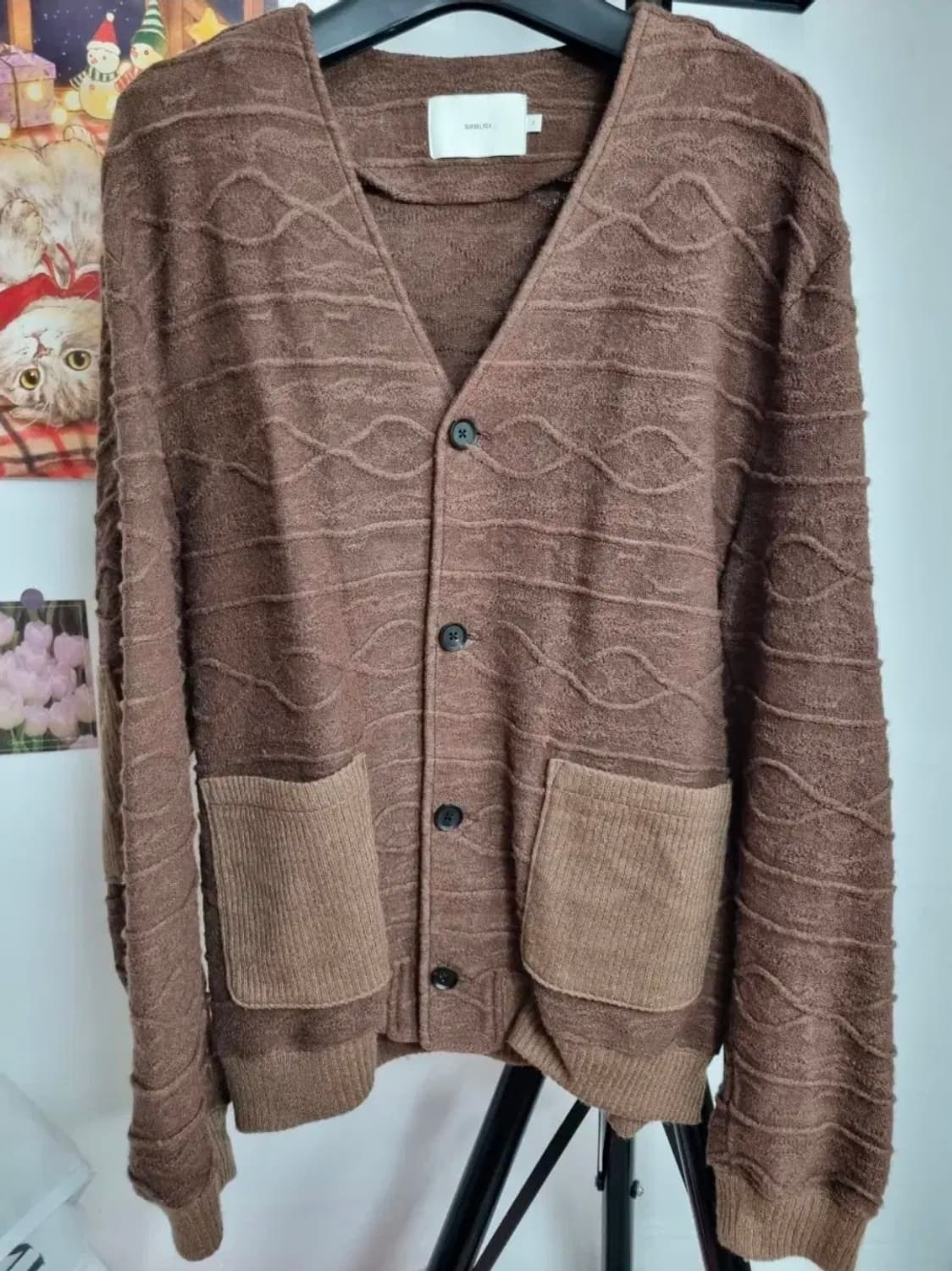 아워셀브스 파인 울 패턴 가디건 2 모카 브라운 상품이미지1