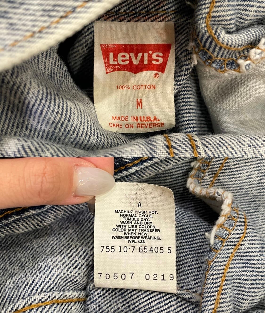 (M) 80~90s Levi's 리바이스 워싱 트러커 데님 자켓 상품이미지10