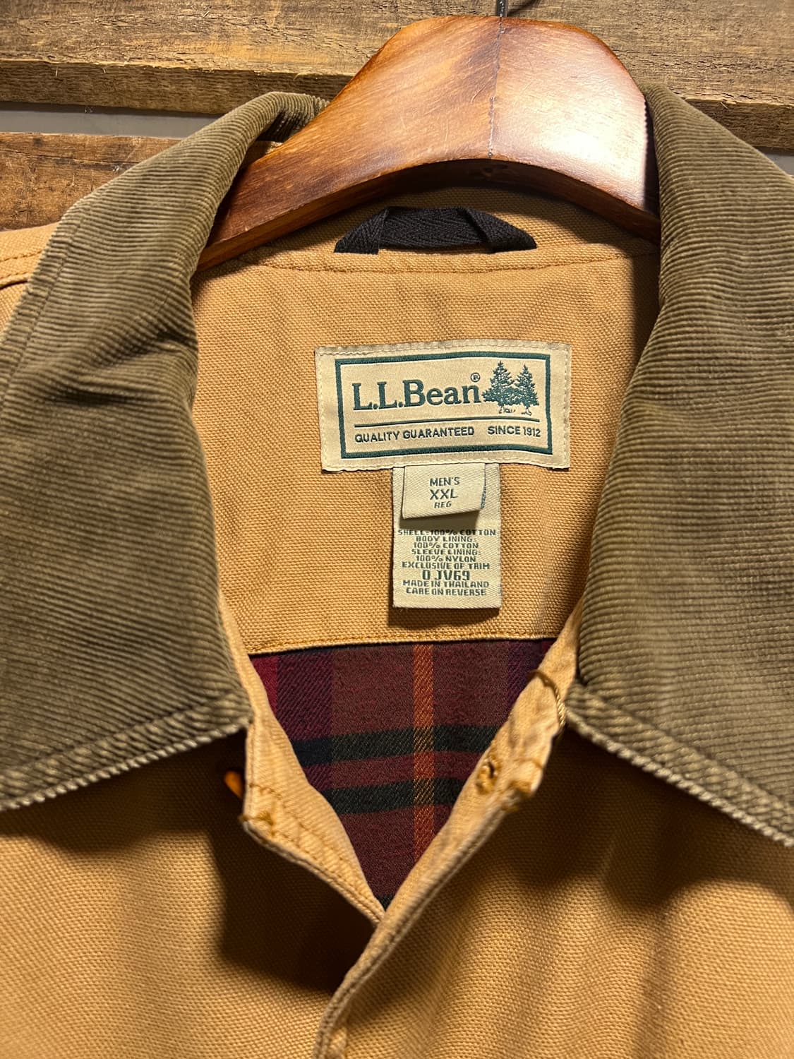 [2XL]L.L.Bean 엘엘빈 체크 라이닝 브라운 캔버스 초어 자켓 상품이미지2