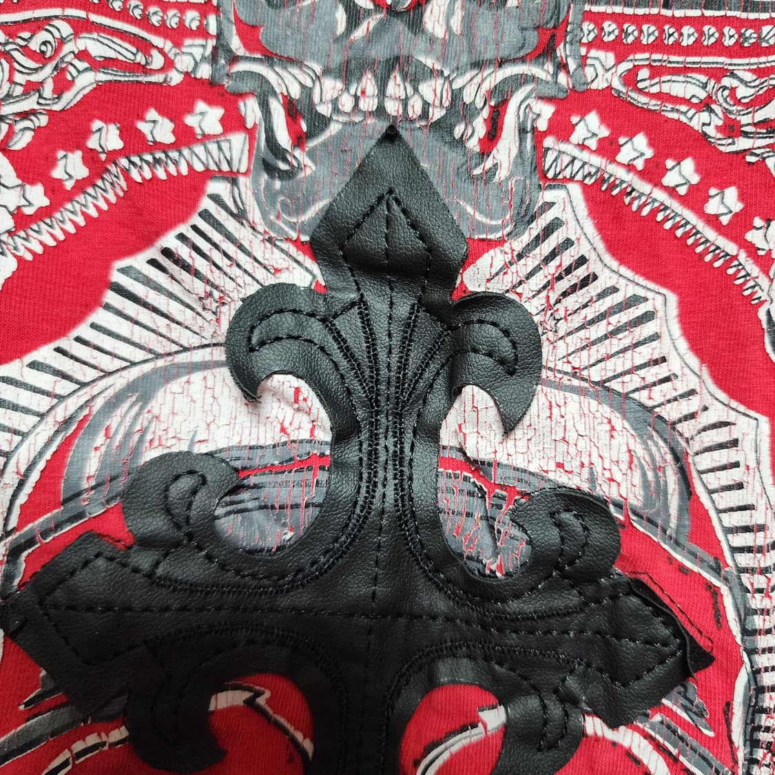 Vintage 락시크 시스루 가죽 크로스 레드 롱슬리브 상품이미지4