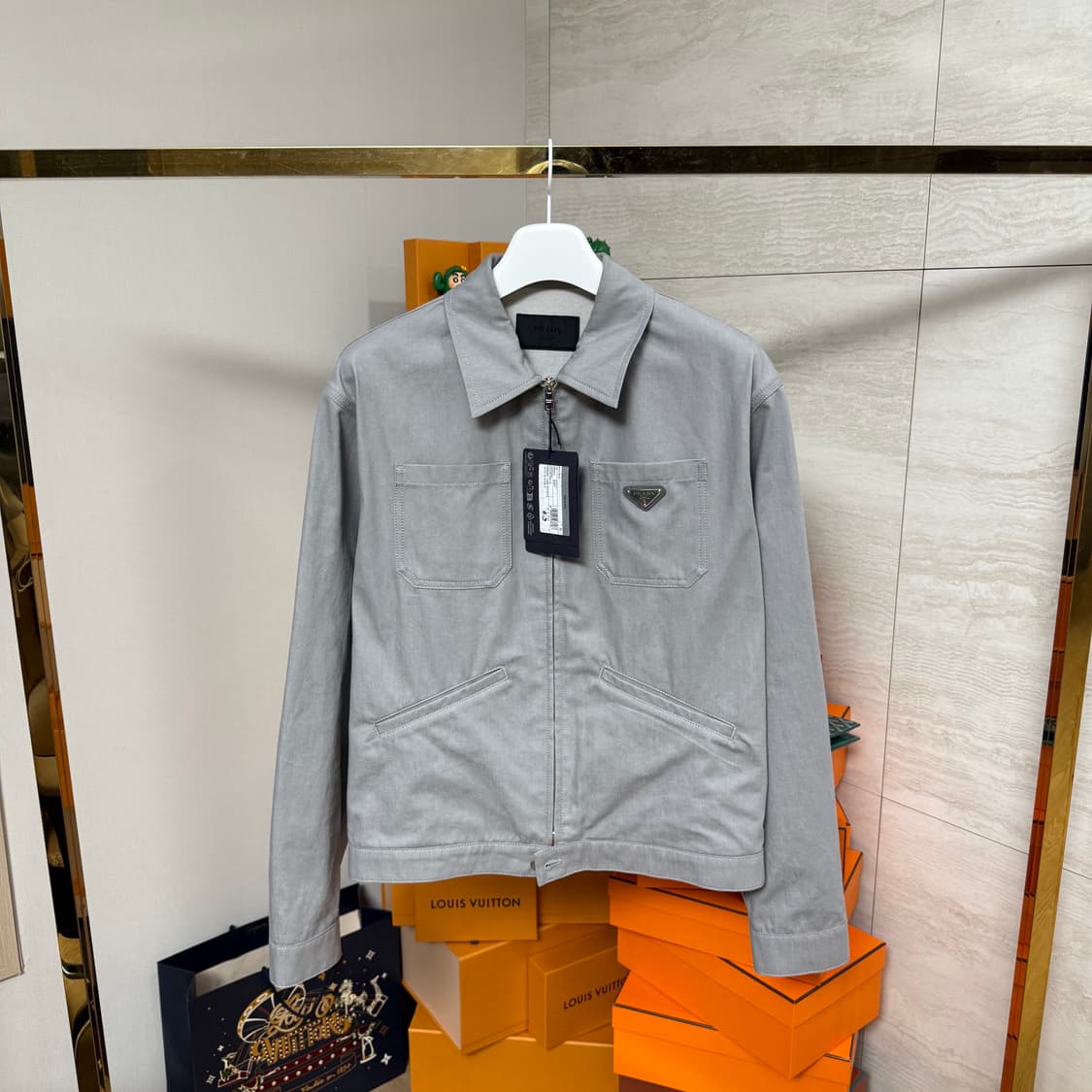 [XL사이즈]프라다 코튼 데님 블루종 자켓 상품이미지1
