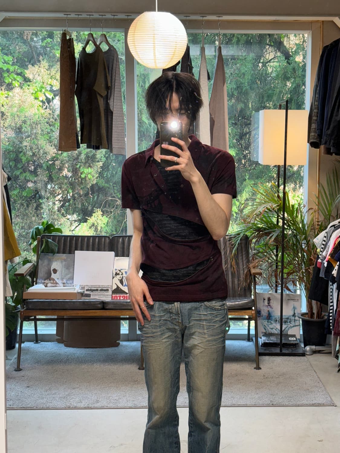 인더애틱 지퍼 절개 레이어드 폴로셔츠 상품이미지5