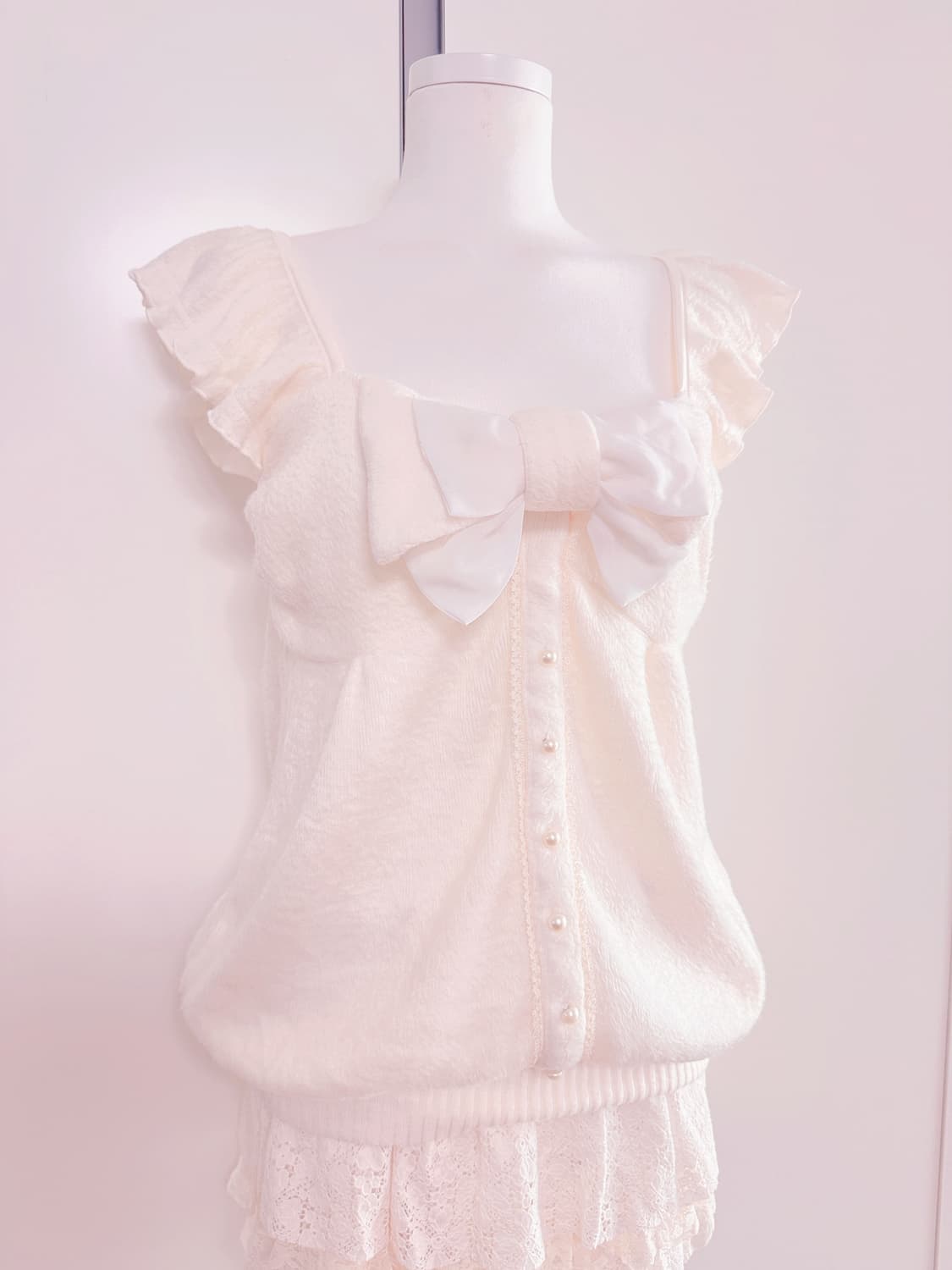 Tralala 트랄랄라 왕리본 히메갸루 니트 반팔탑  상품이미지2