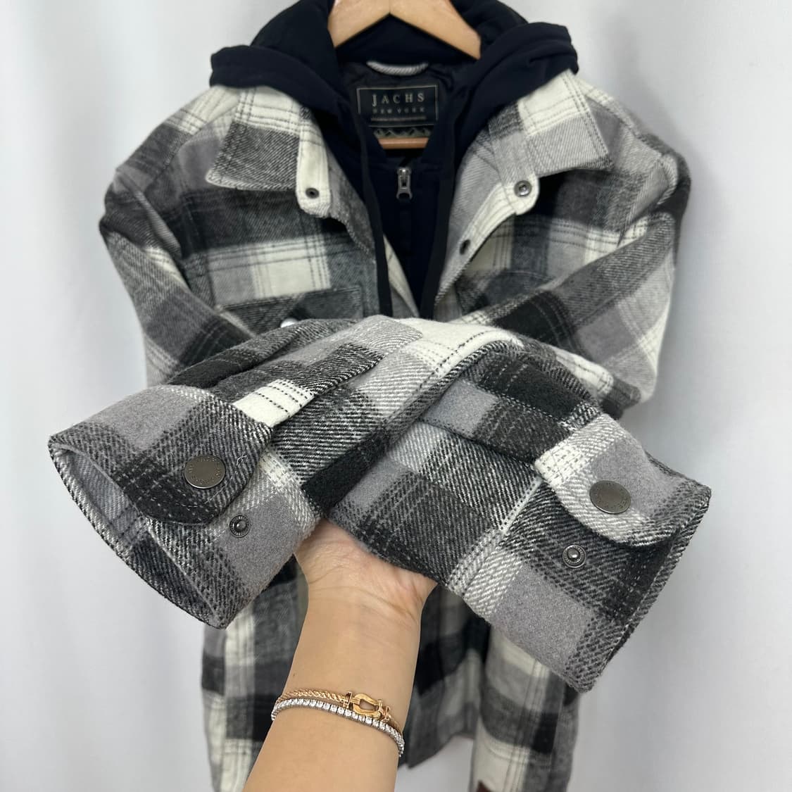 JACHS 뉴욕 남자 체크 후드 점퍼 자켓 L 상품이미지3