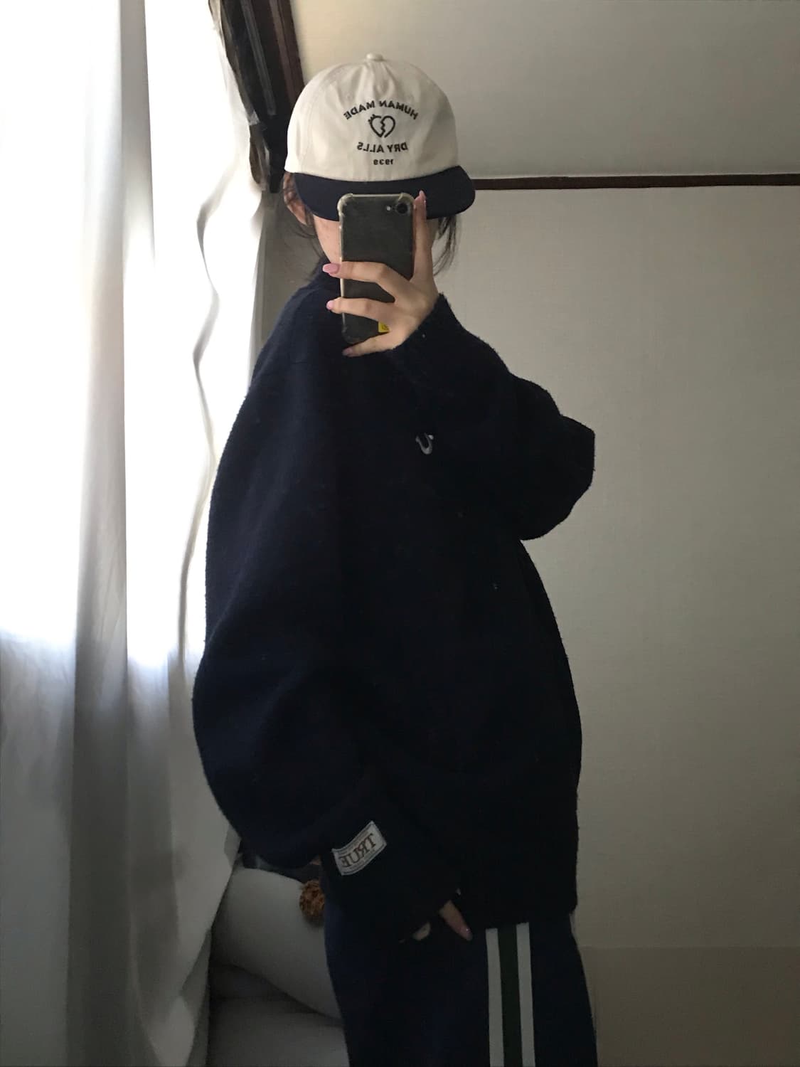 트루릴리전 네이비 오버핏 니트집업 상품이미지4