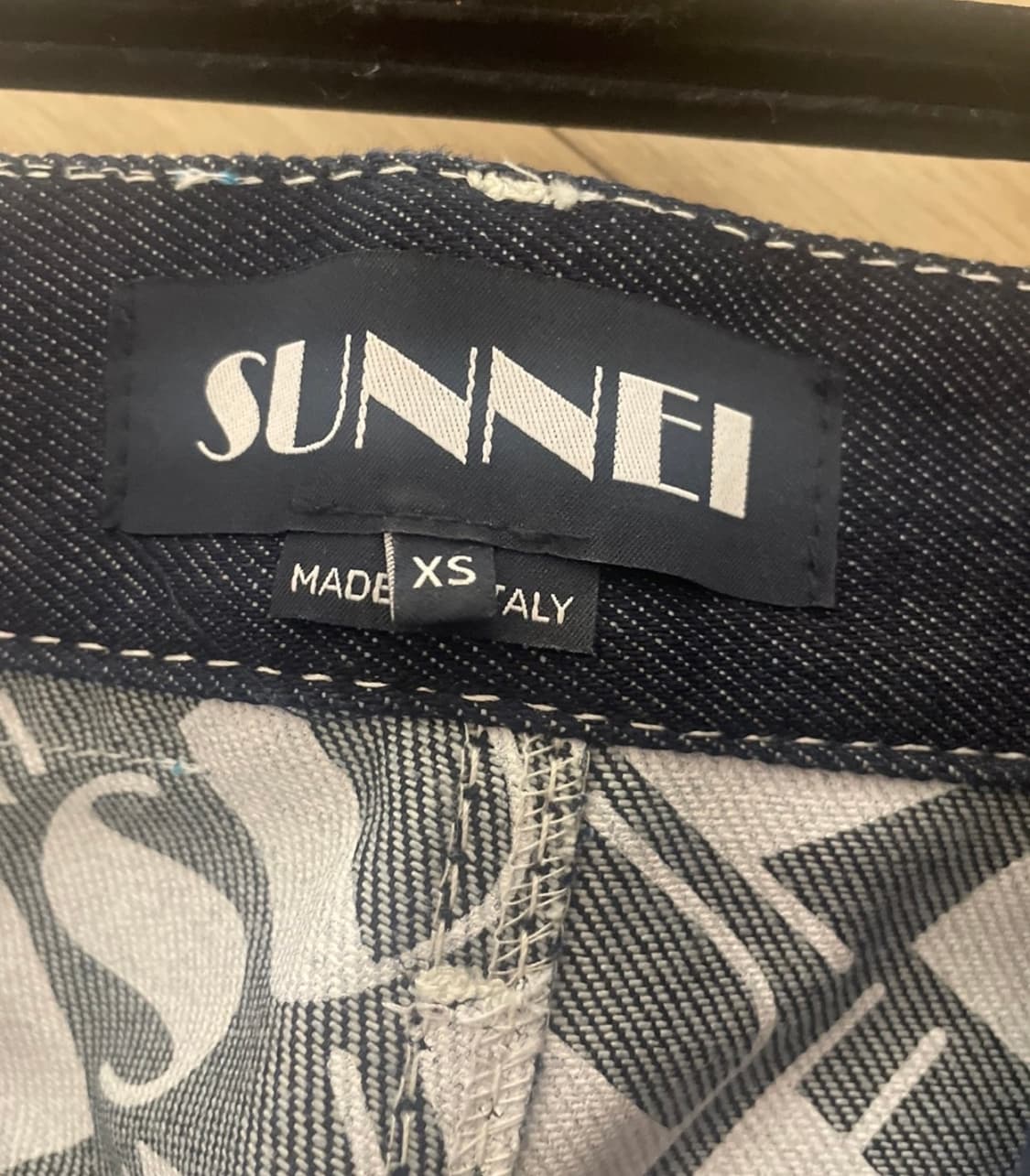SUNNEI 네이비 데님 와이드 팬츠 스티치 포인트 상품이미지6