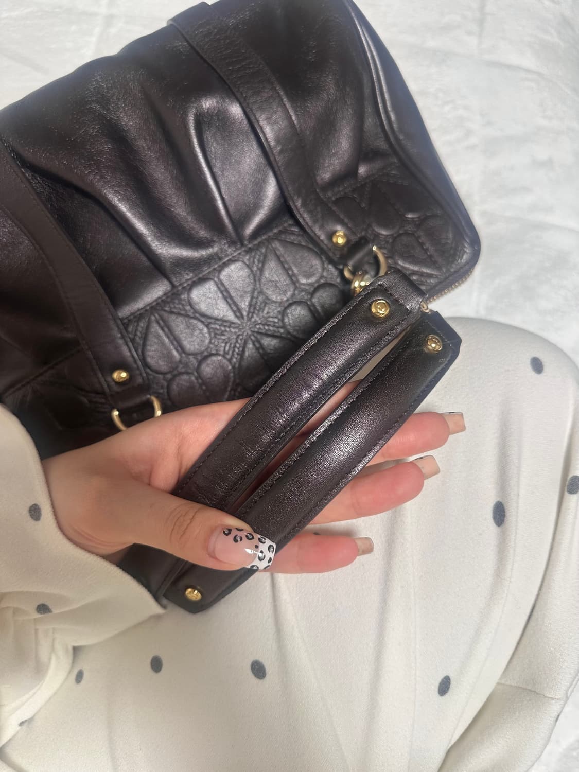 빈티지 러브캣 하트 퀼팅 핸드백 토트백 갸루 모리 상품이미지6