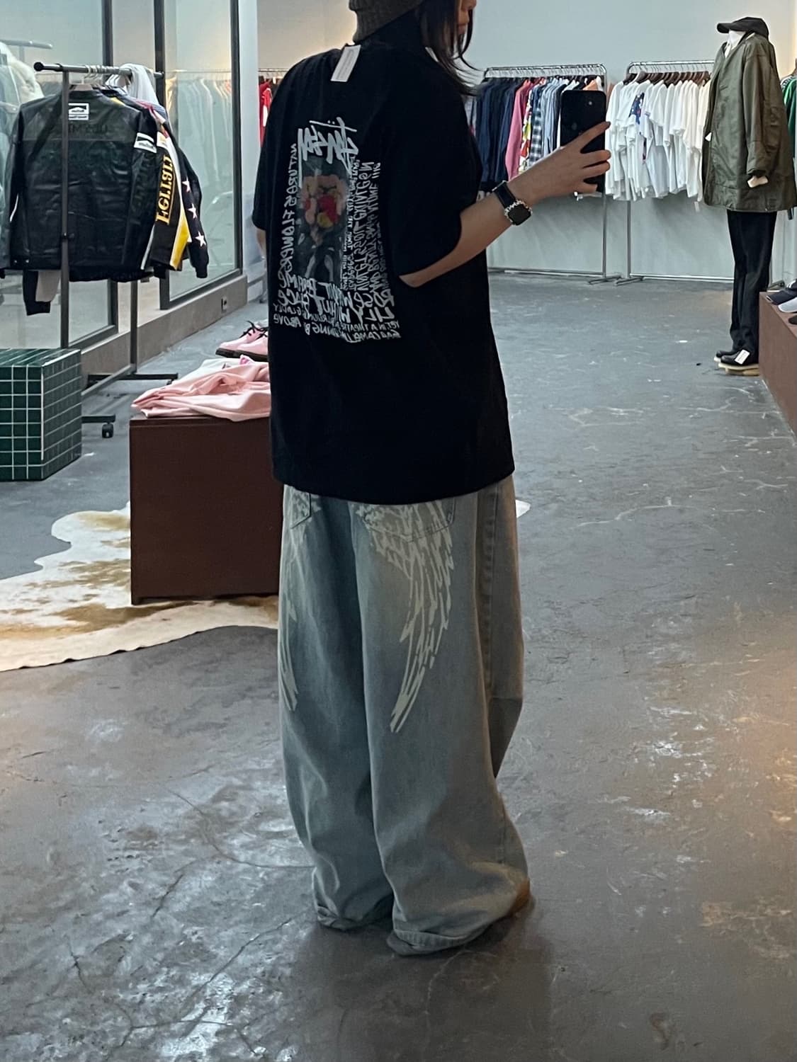 스투시 카멜리아 피그먼트 다이드 블랙 반팔 H1830 상품이미지1