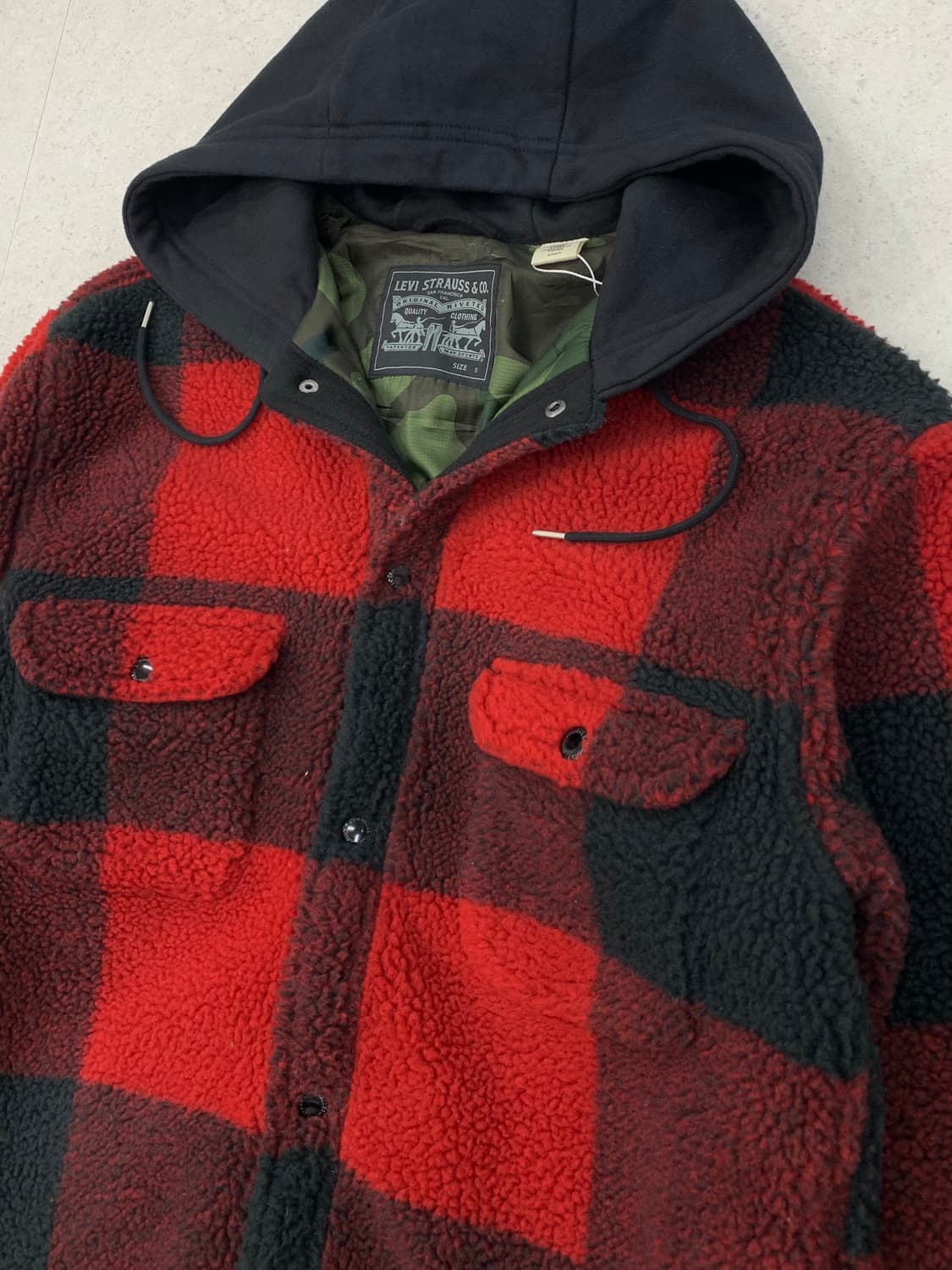 Levis 리바이스 체크 후드 플리스 자켓 상품이미지2