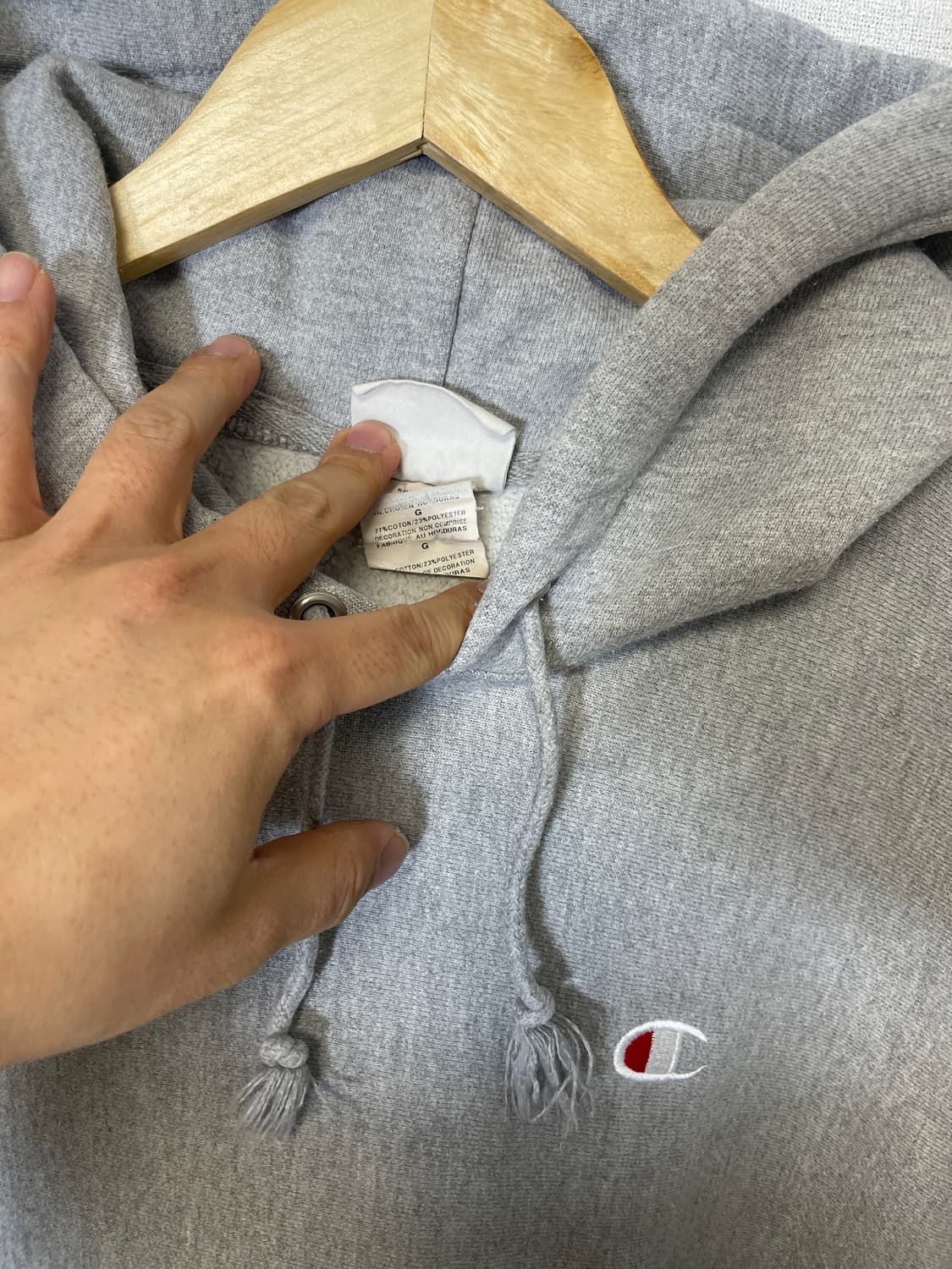 챔피온 리버스위브 그레이 후드 상품이미지5