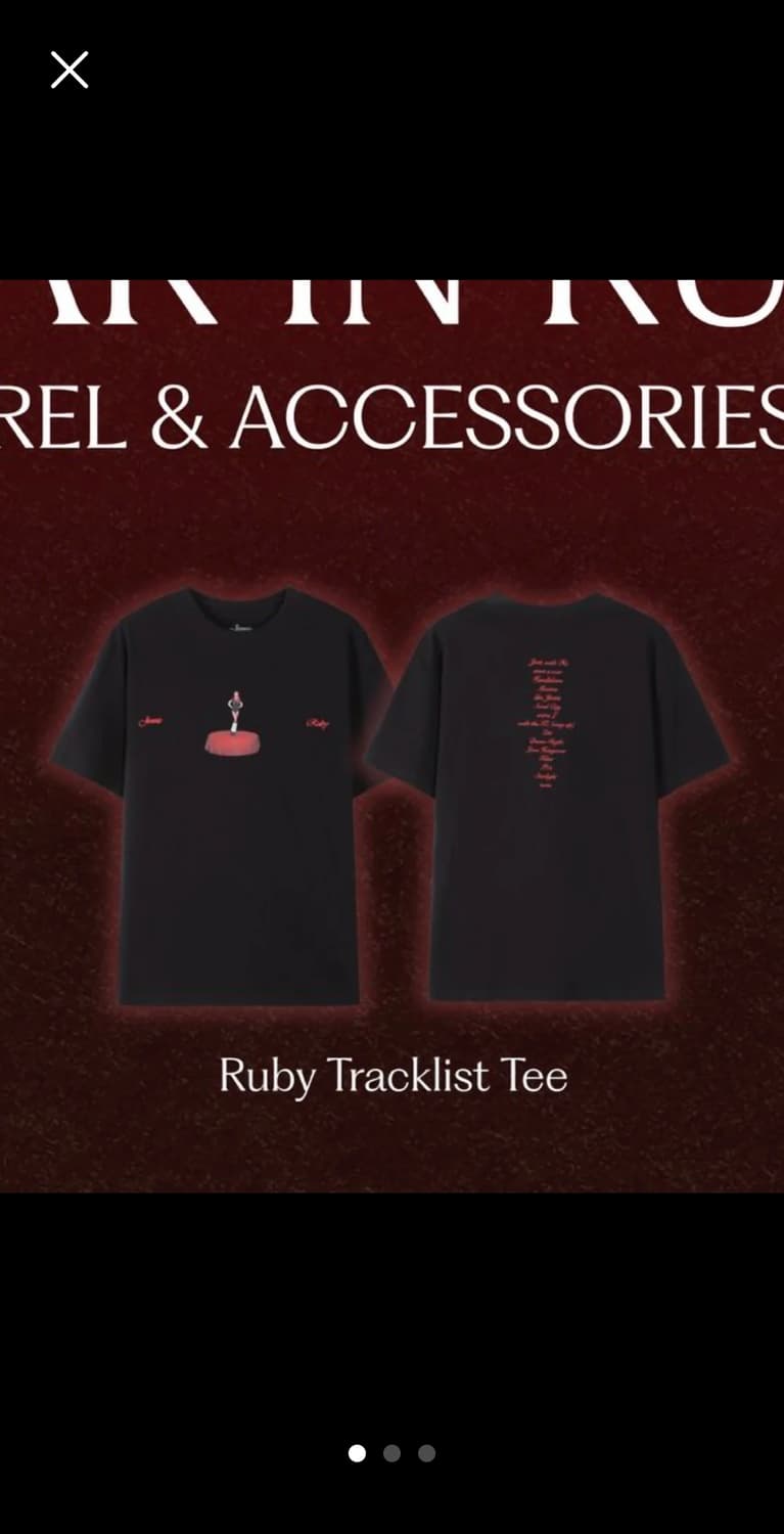 [제니 더현대 팝업] Ruby Tracklist Tee 티셔츠 M사이즈  상품이미지1