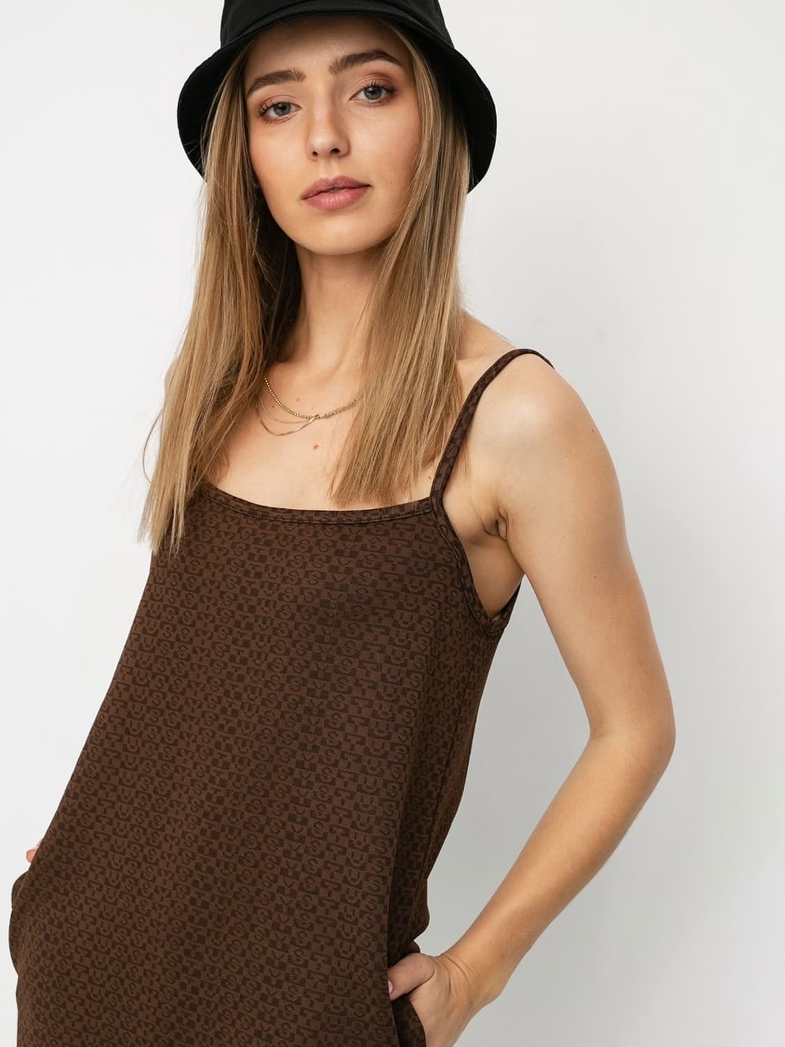Tonal Jacquard Dress (Brown) 상품이미지1