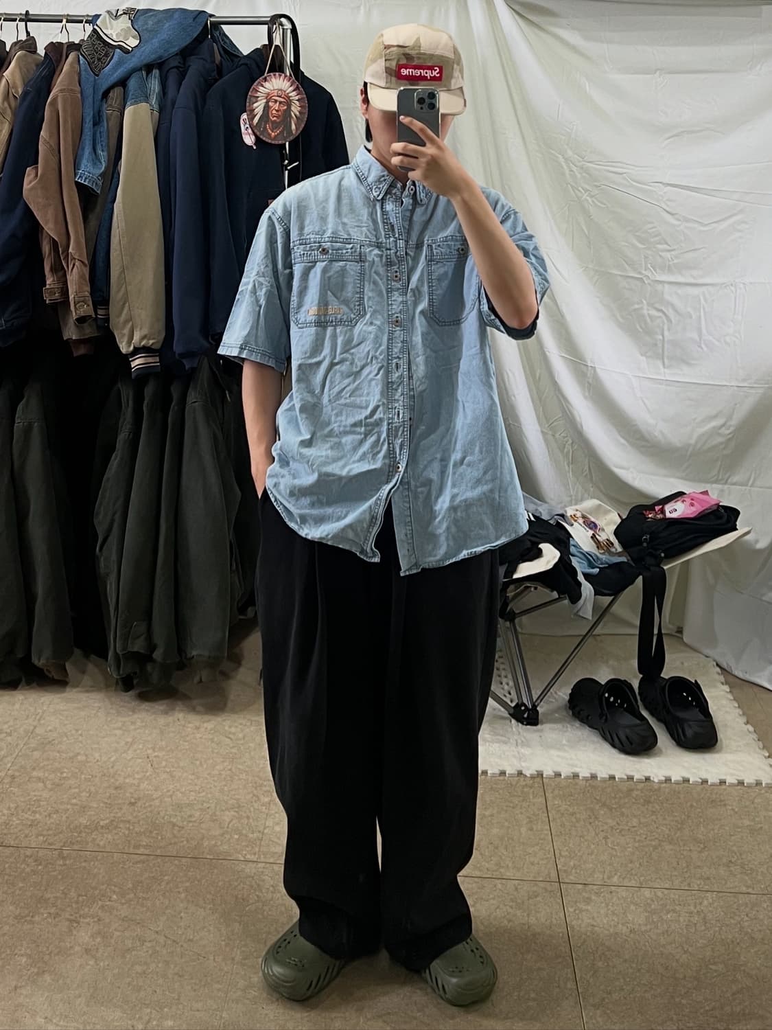 할리데이비슨 데님 반팔 셔츠 상품이미지3