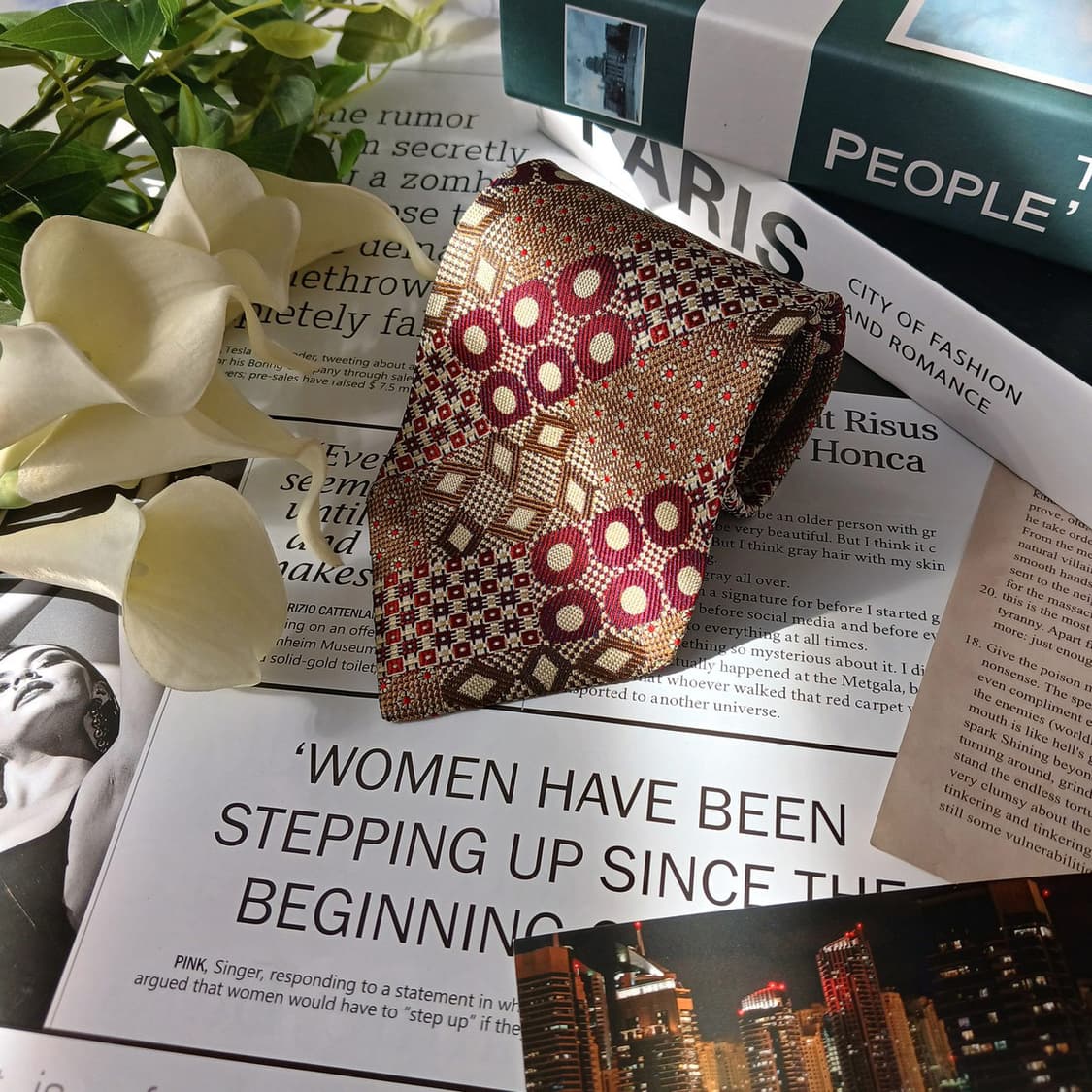 샤를 주르당 실크 브라운 패턴 넥타이 9.7cm A+등급 E798 상품이미지3