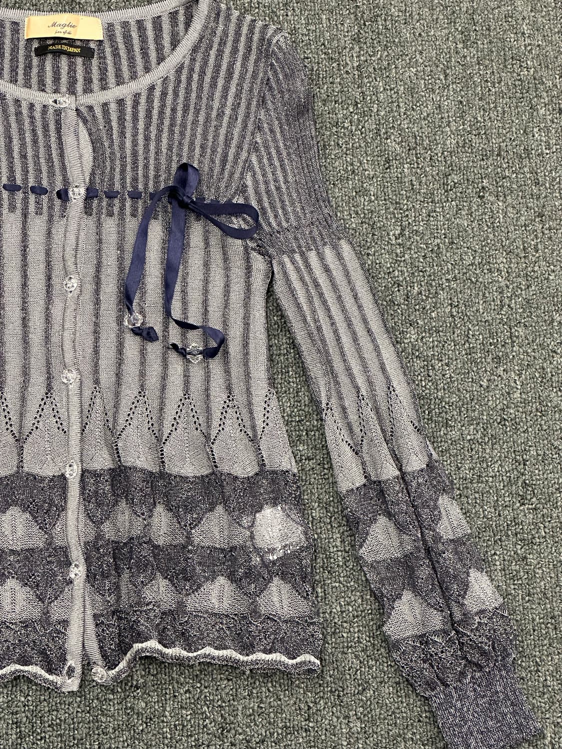 9)Japanese vintage 여성 레이스 패턴 그런지 가디건 상품이미지2