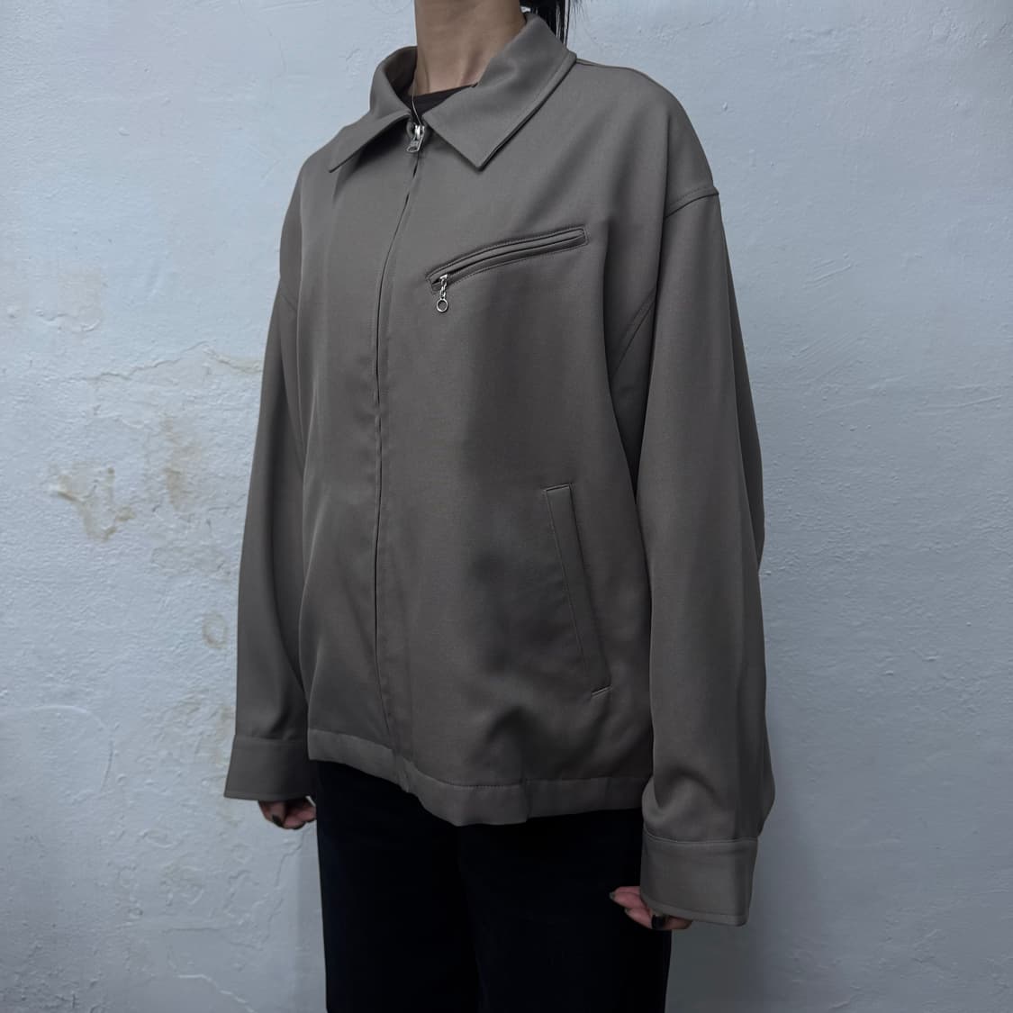 레이지블루(RAGEBLUE) 베이지 폴리에스터 칼라넥 집업 블루종 자켓 상품이미지1