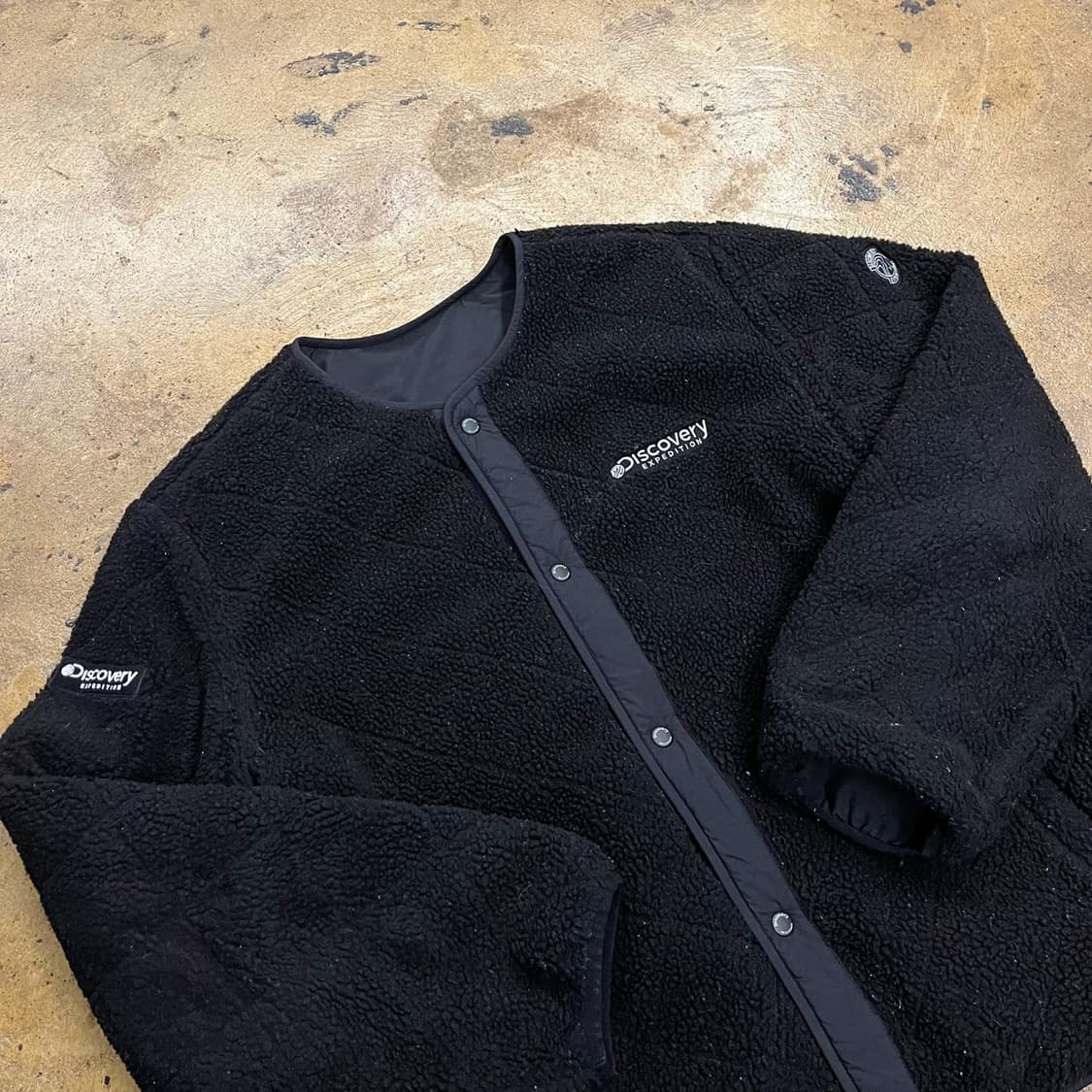 [정품/105] 디스커버리 검정색 양면 뽀글이 플리스 b16 상품이미지1