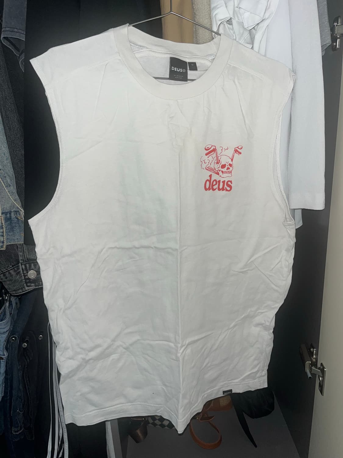 DeusExMachina 화이트 슬리브리스 M 상품이미지1