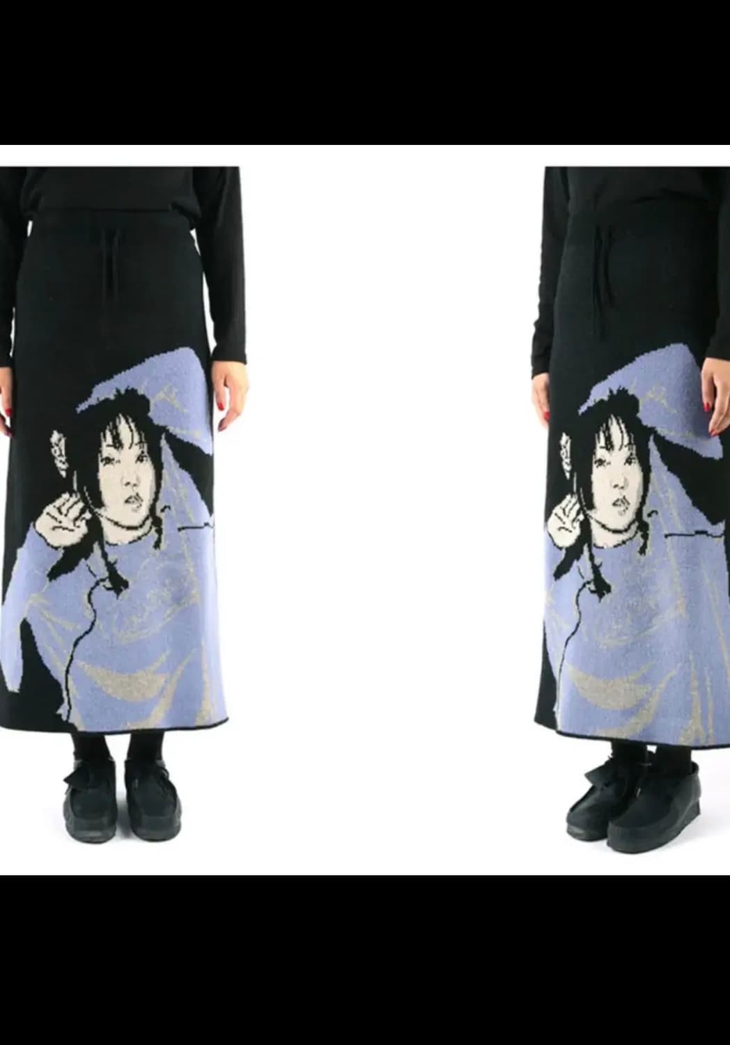 아조바이아조 Wool SeeSea Wool Knit Skirt Black 상품이미지1