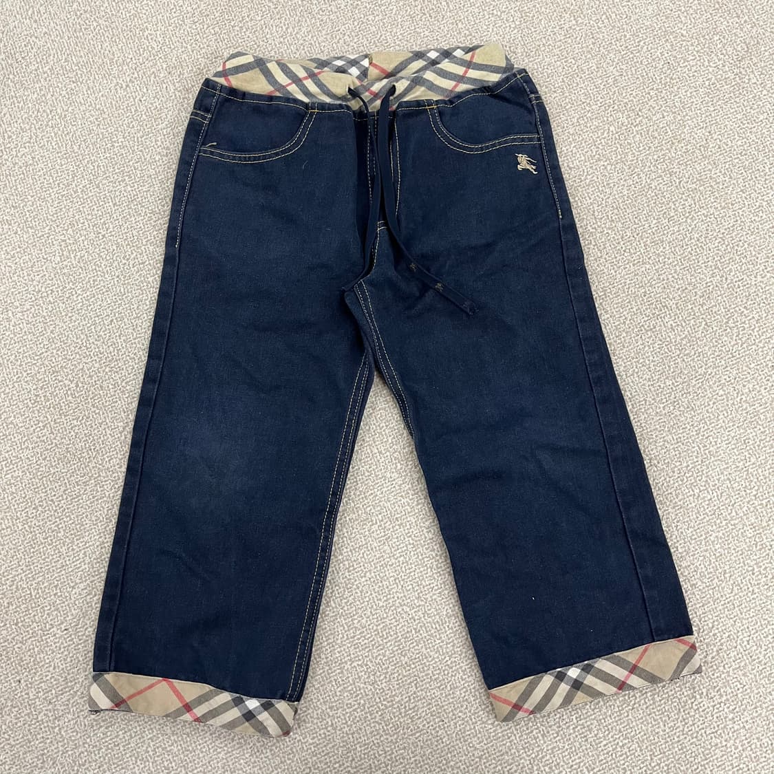 12 고급 키즈 체크 롤업 바지 0123M 상품이미지1