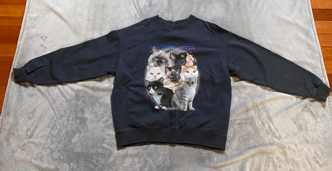 맥앤칩스 고양이 맨투맨 (챠콜) 상품이미지2