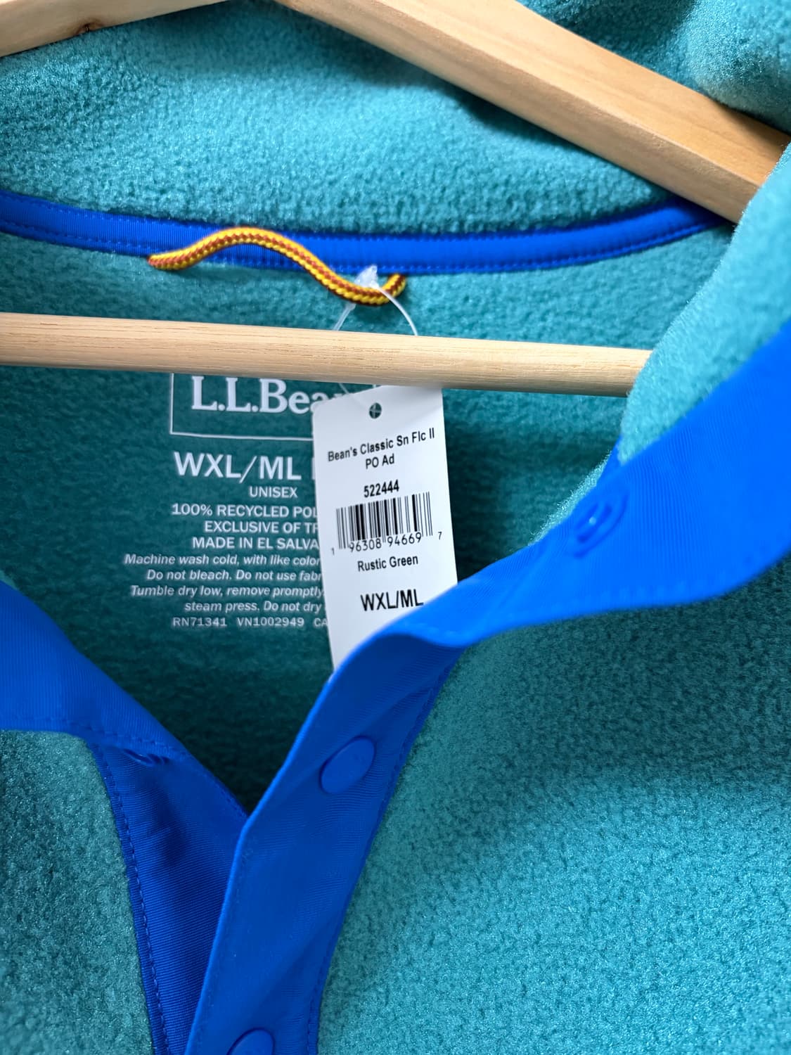 엘엘빈 플리스 풀오버 러스틱그린 L 새상품 판매합니다 상품이미지3