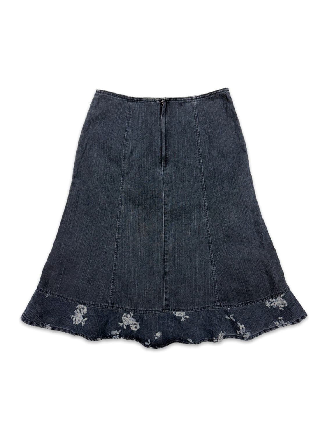 빈티지 네이비 데님 모리 프릴 미디 스커트 상품이미지4