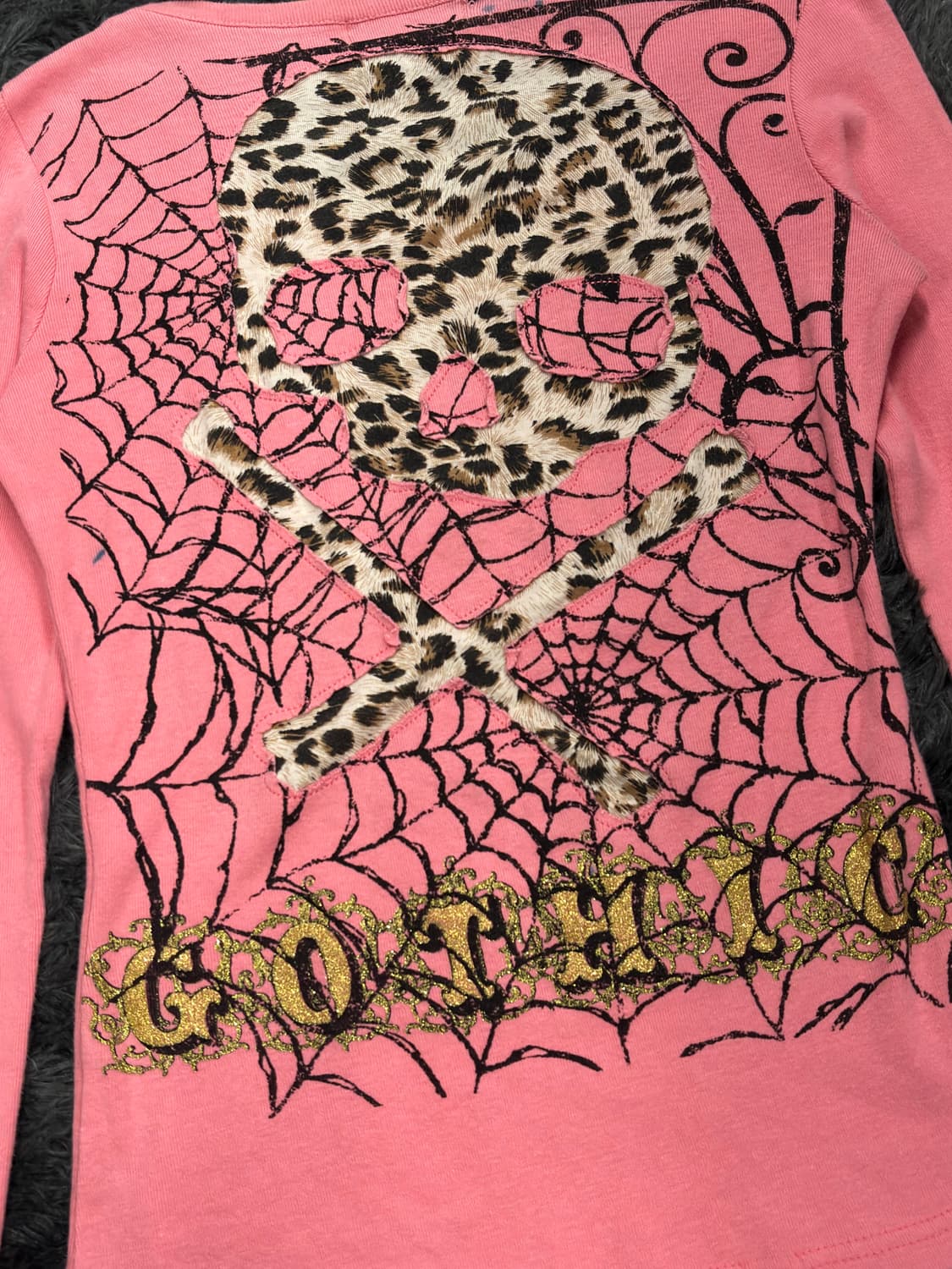 호피 스컬 거미줄 프린팅 갸루 롱슬리브 상품이미지5